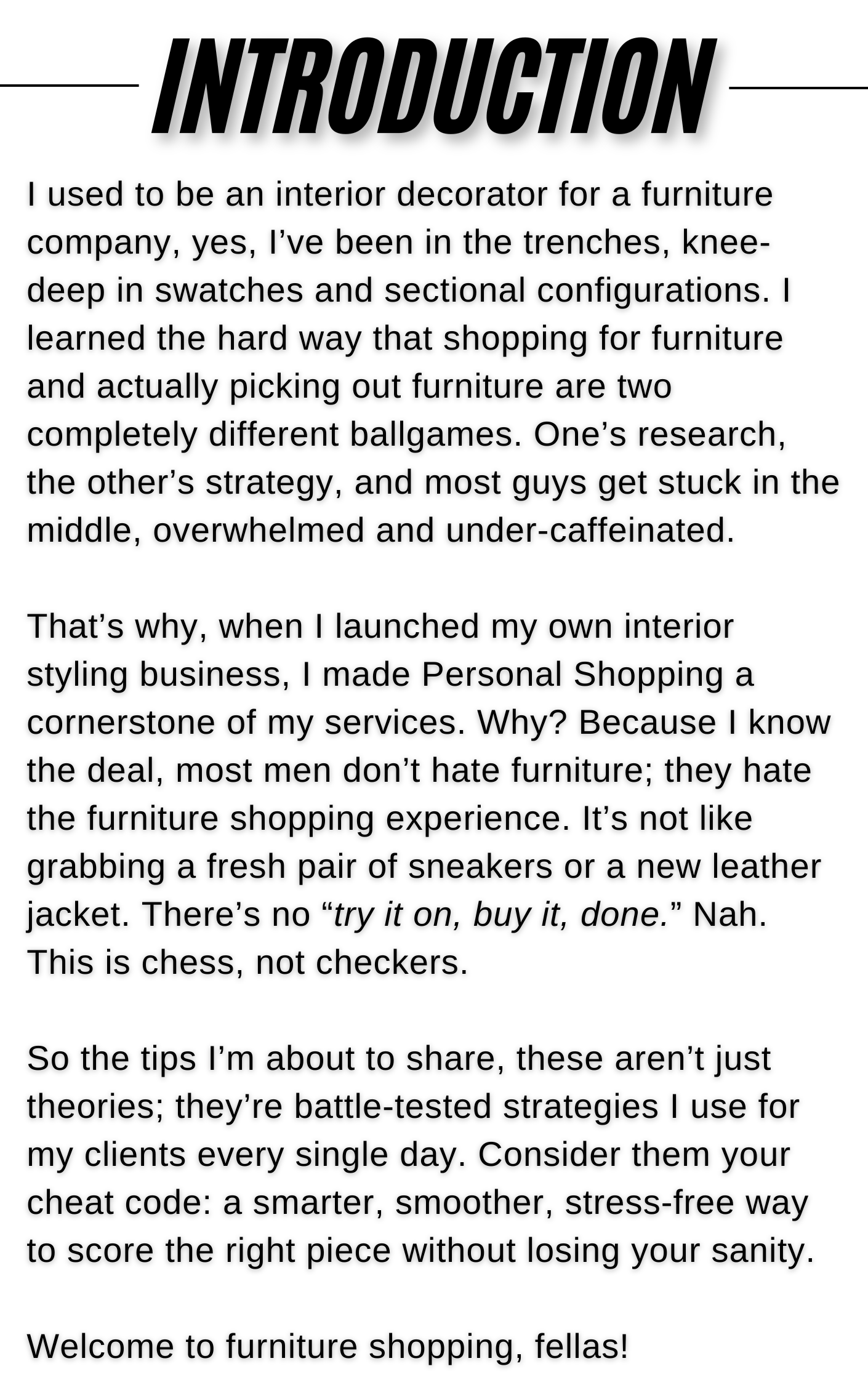 How To Shop & Buy Furniture For A Bachelor Pad Intro