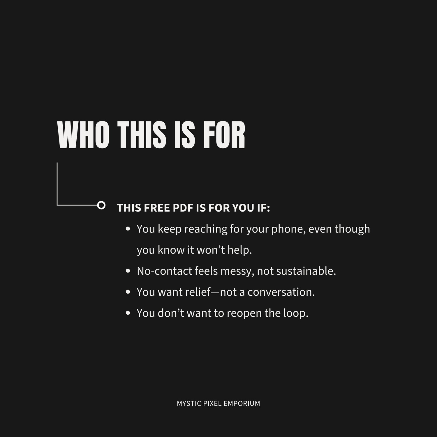 No-contact emergency card free PDF explaining who the breakup support tool is designed for, for women struggling with texting urges.