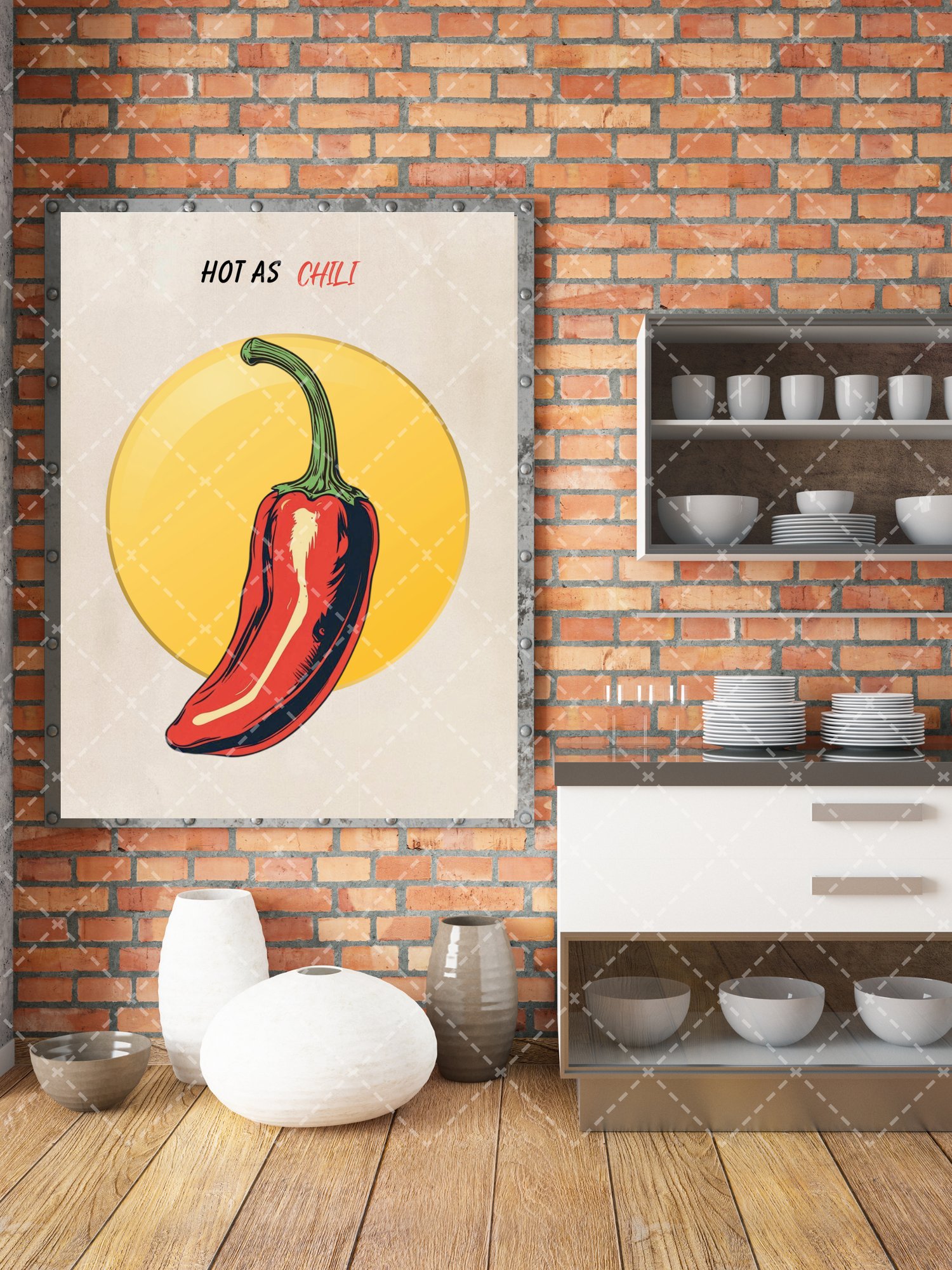 hot as chili wall art,  chili pepper kitchen decor,  retro food poster art,  funny kitchen quote print,  spicy food wall decor,  restaurant cafe wall art,  modern retro kitchen poster,  foodie gift wall art,  pop art chili illustration,  cooking lover hom