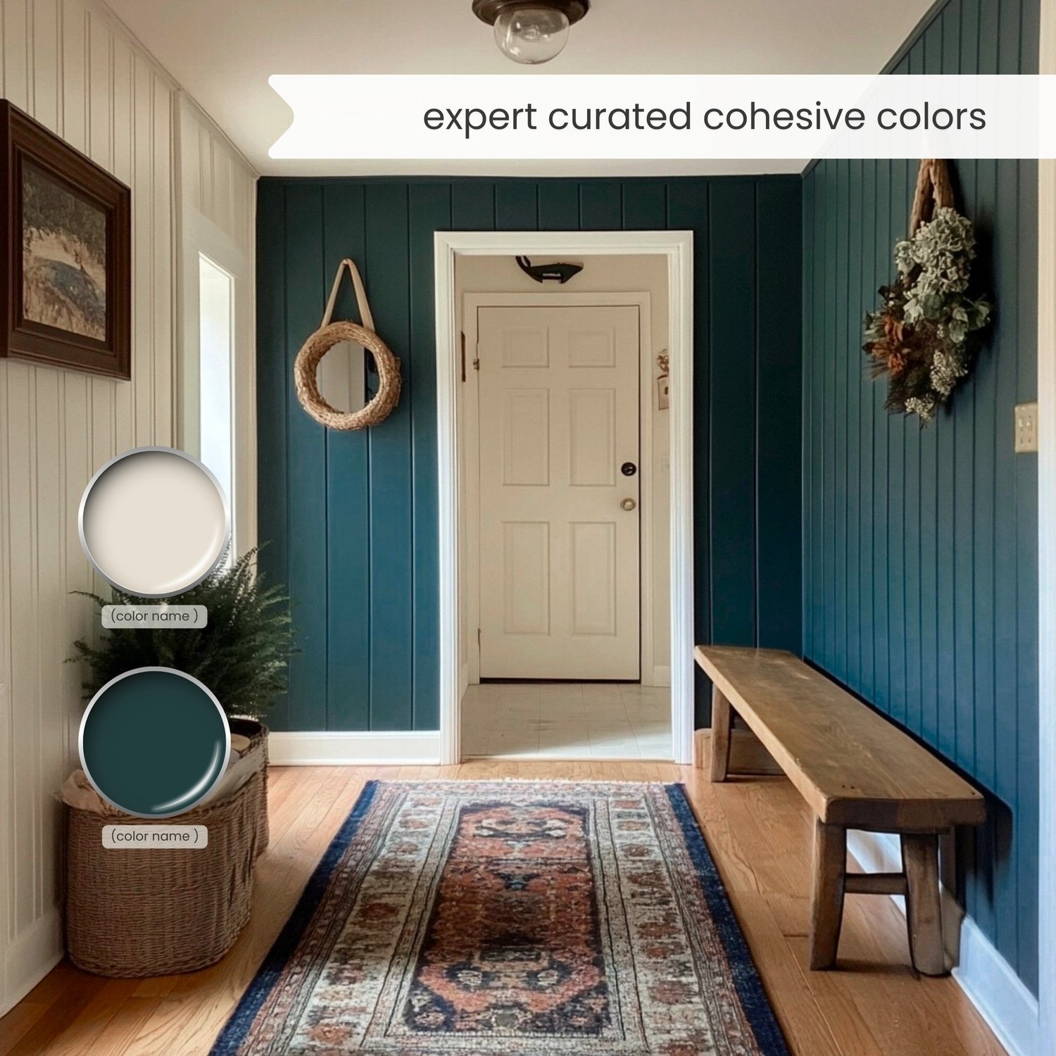 Moody English Cottage and Cottagecore interior design color scheme with Sherwin Williams paint colors. Color Palette created by Lavenia Shash