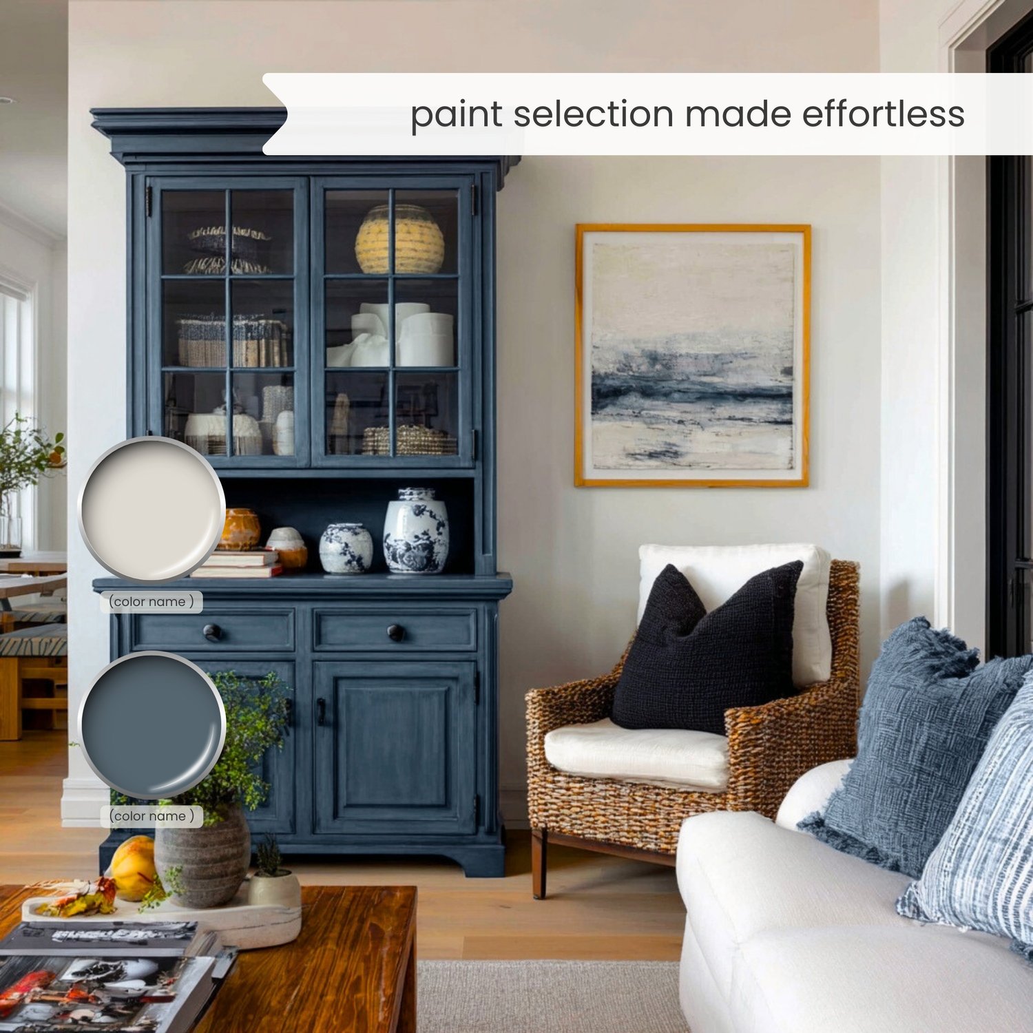 Cottagecore interior design color scheme with Sherwin Williams paint colors. Color Palette created by Lavenia Shash.