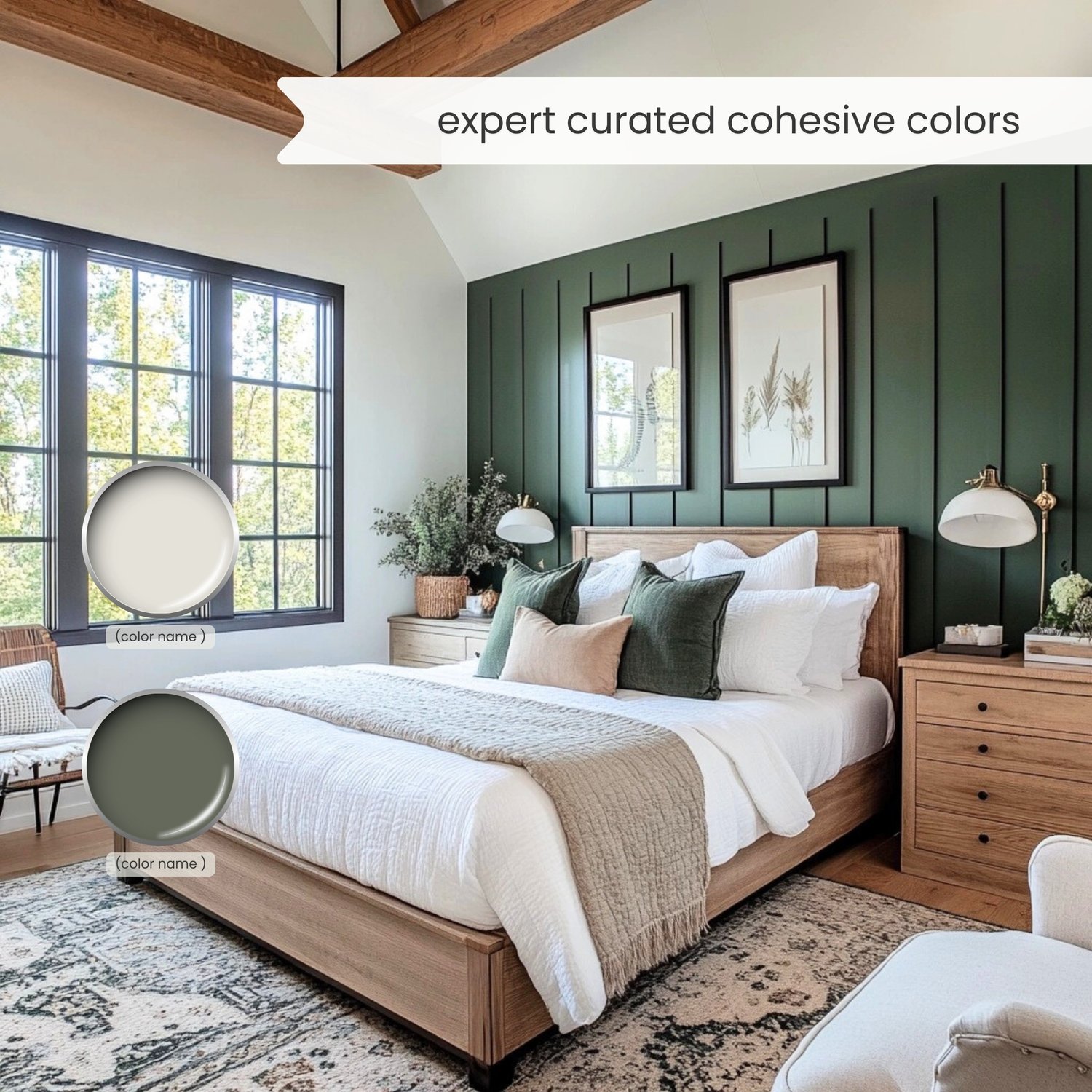 An Organic Earth color palette with Sherwin Williams paints. The Boho color scheme includes white, neutrals and earth tones with greens, browns and terracotta. Moody earth tones and earthy neutrals. Curated and designed by Lavenia Shash.
