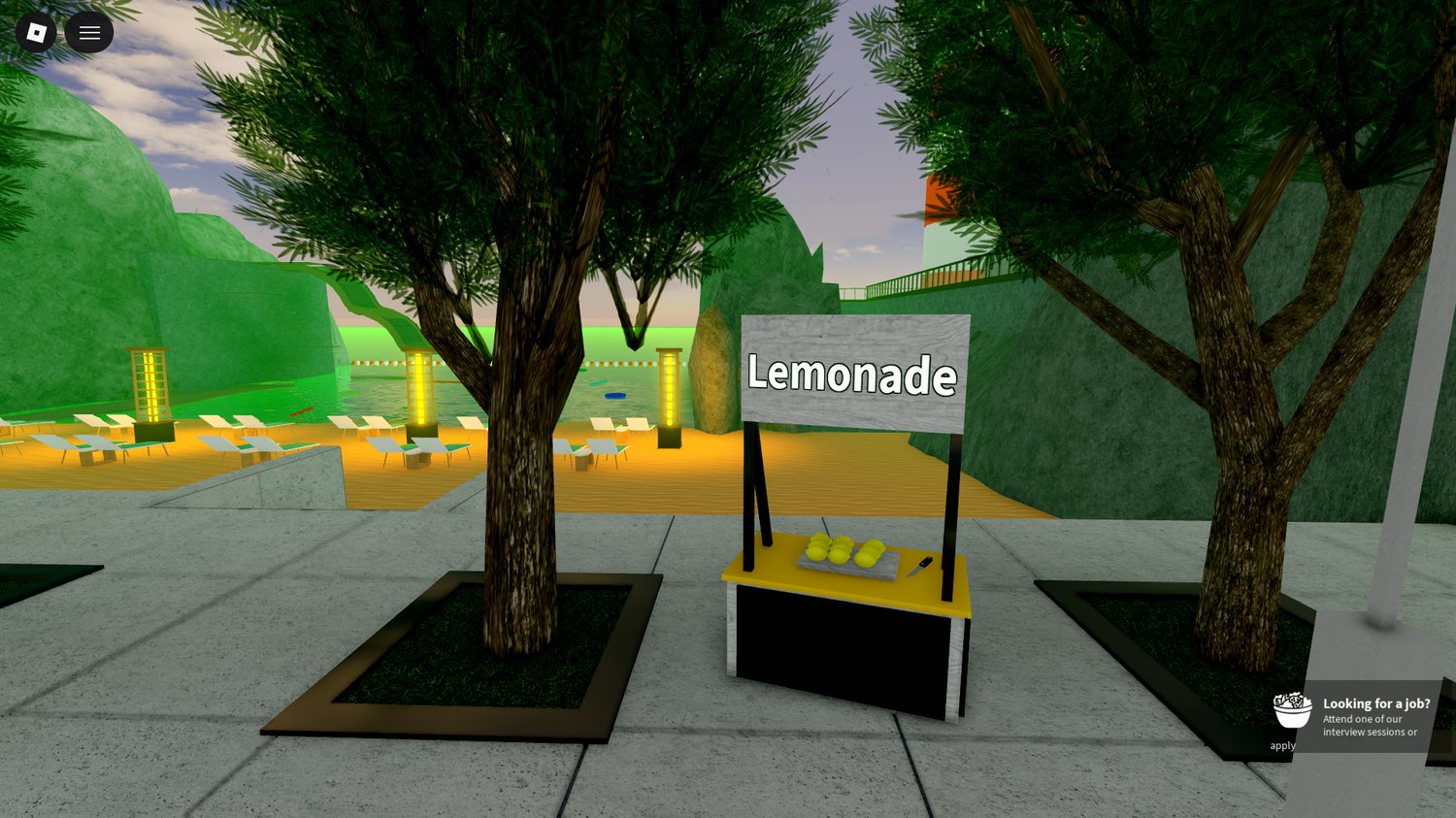 Salata cafe bar exterior on a Roblox island