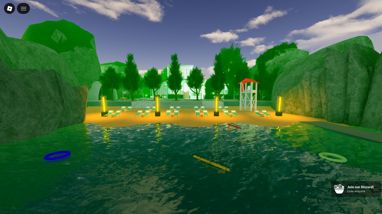 Detailed island cafe bar environment in Roblox
