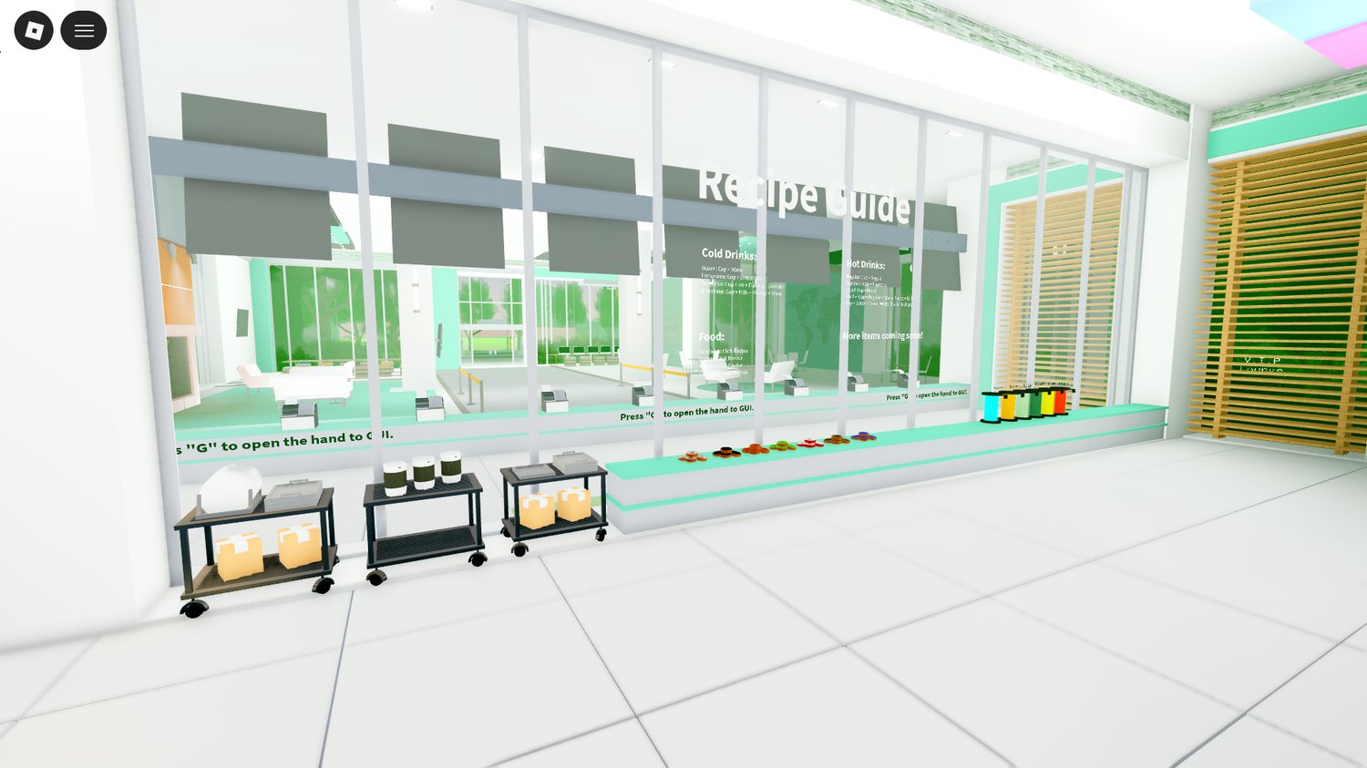 Interactive cafe bar setting for Roblox roleplay