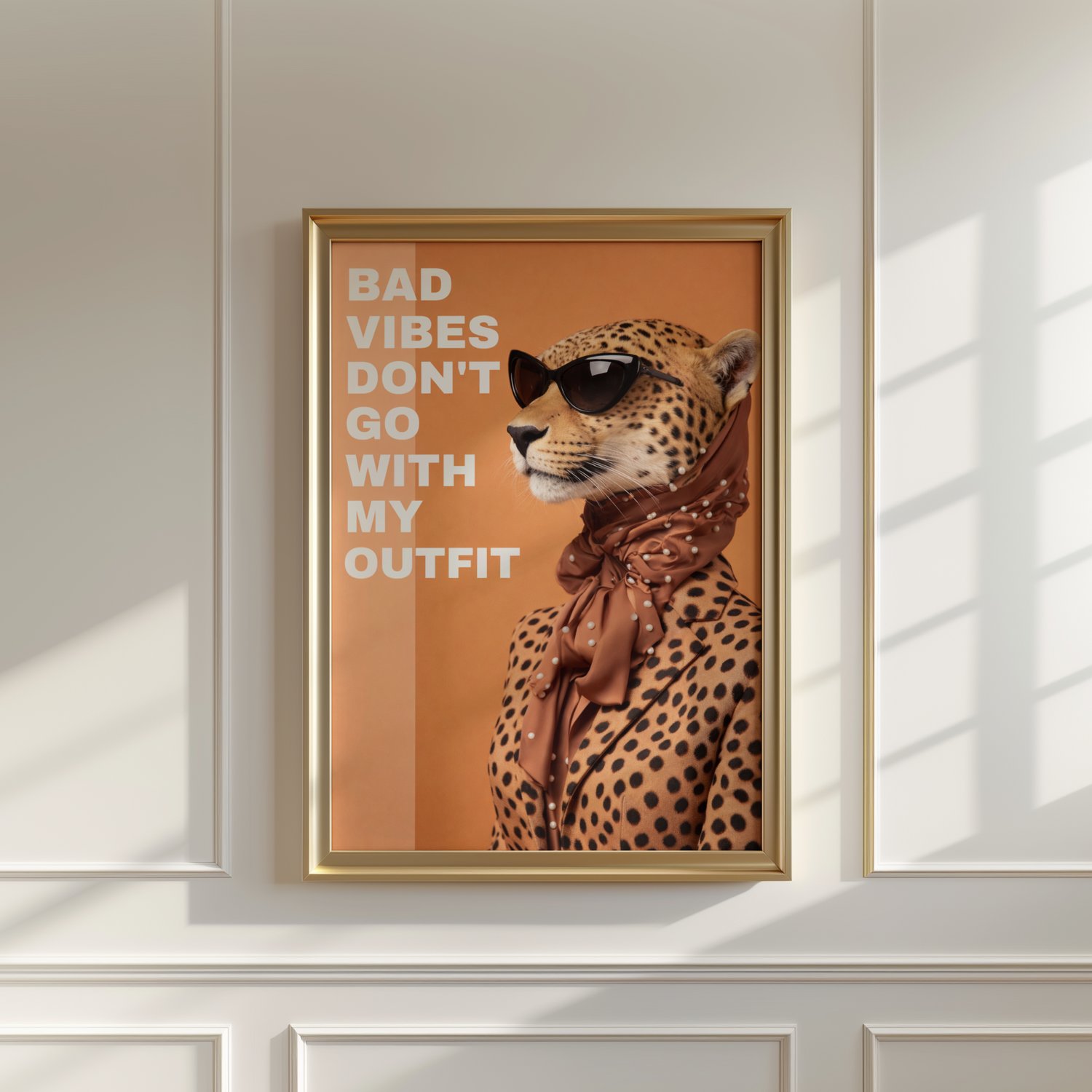 fashion wall art, leopard wall art, cat eye sunglasses art, sassy quote wall art, statement poster, trendy wall decor, modern printable art, digital download wall art, 24x36 wall art, animal fashion poster, chic wall art, bold typography poster, fashion q