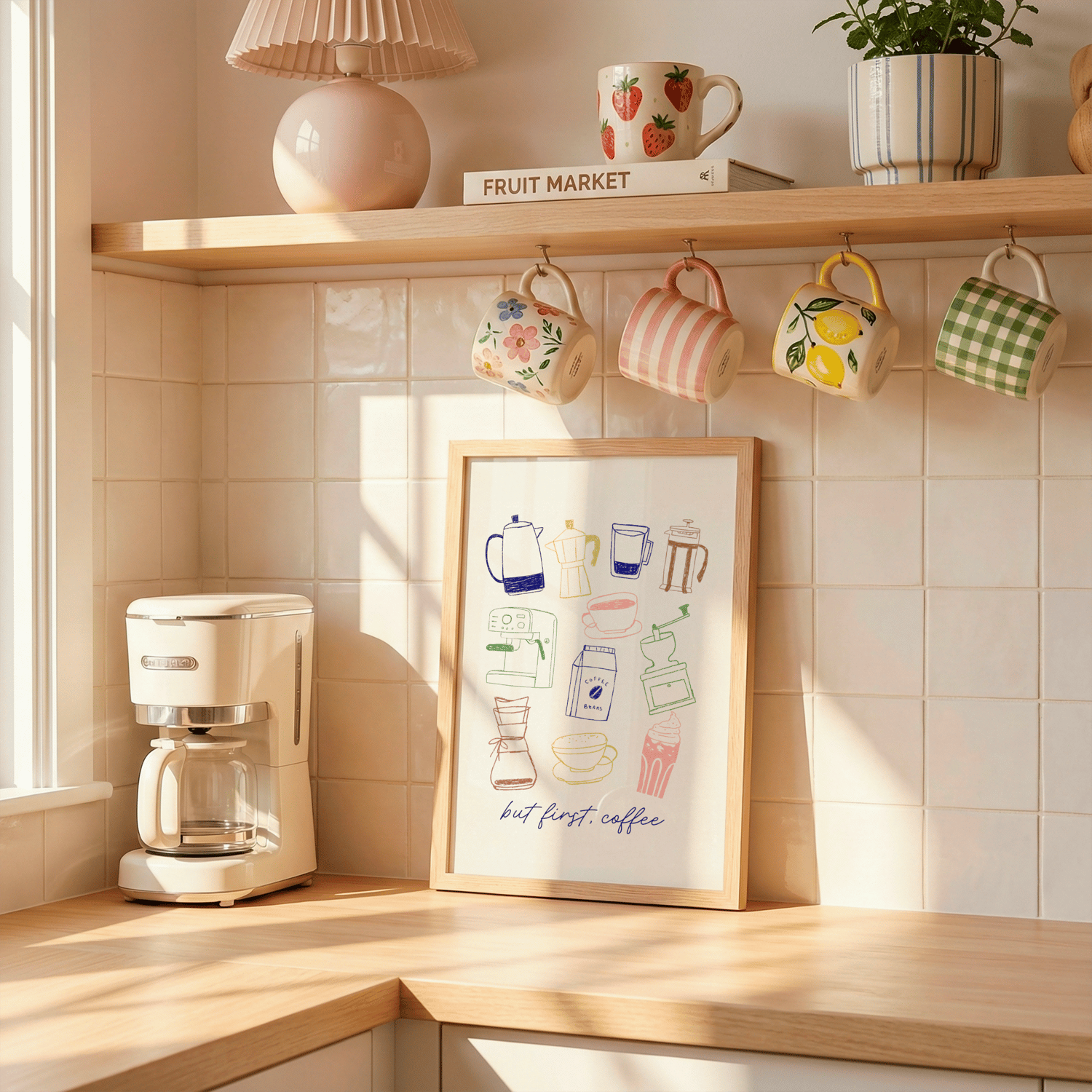 but first coffee wall art, coffee illustration poster, kitchen coffee decor, cafe wall art printable, coffee lover gift, cozy kitchen wall art, coffee corner decor, coffee printable art, digital download wall art, 24x36 wall art, espresso illustration, co