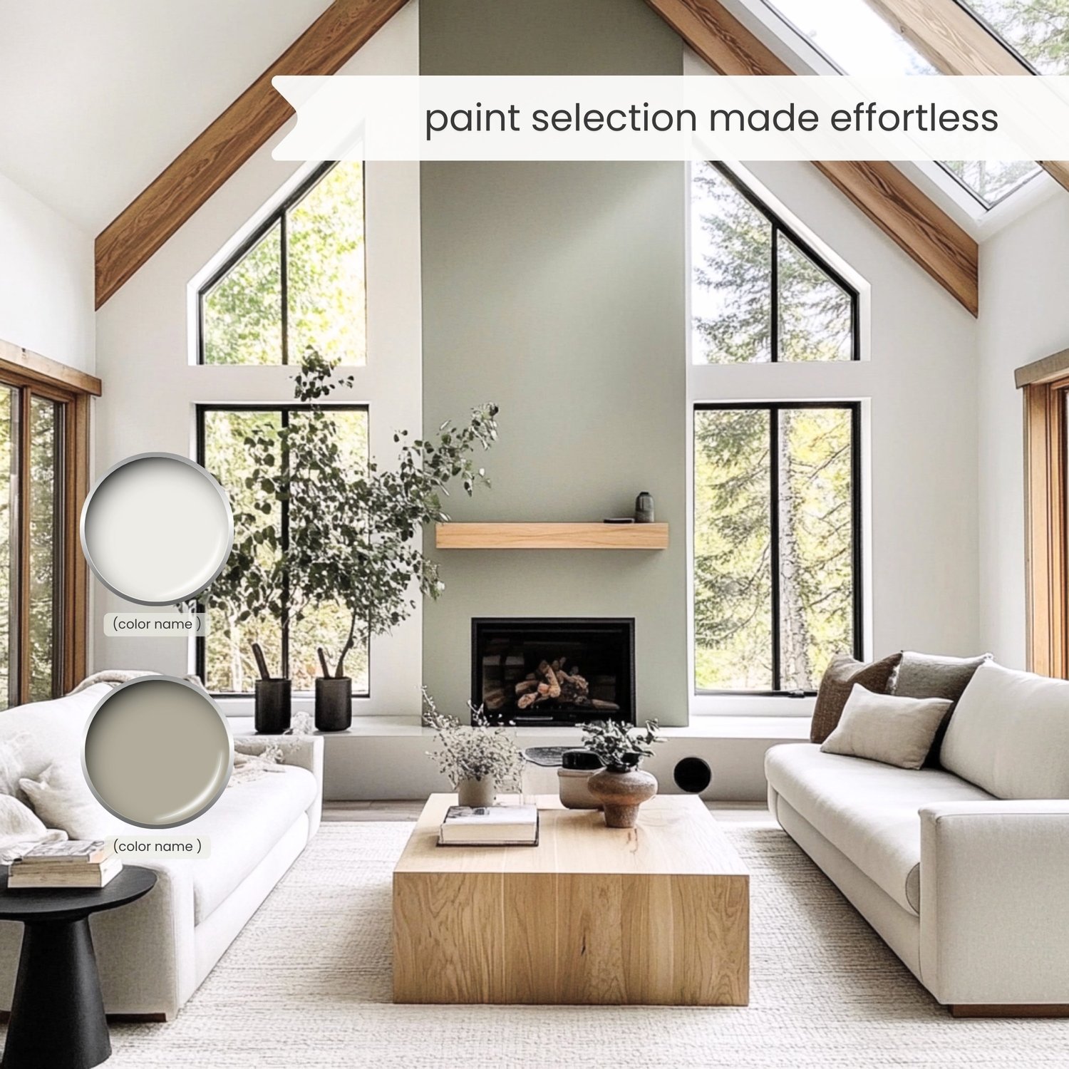 A Modern Mountain color palette with Sherwin Williams paint scheme. Organic earth tones for home interior.