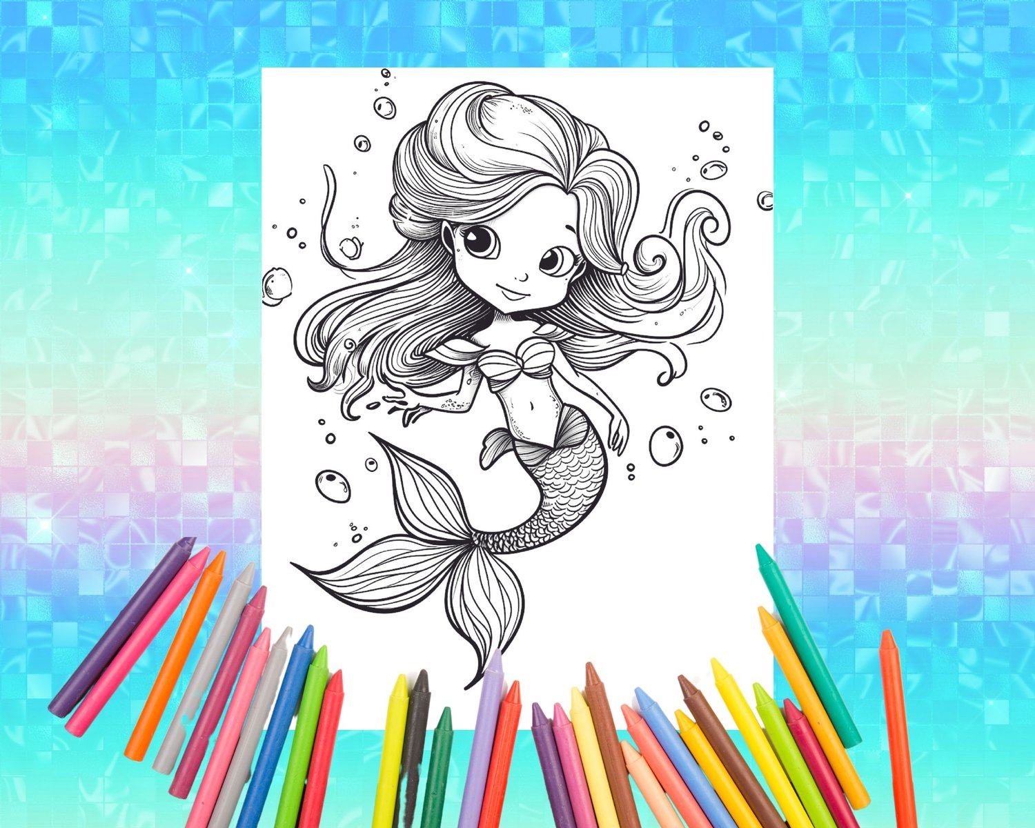Printable mermaid coloring pages bundle for kids