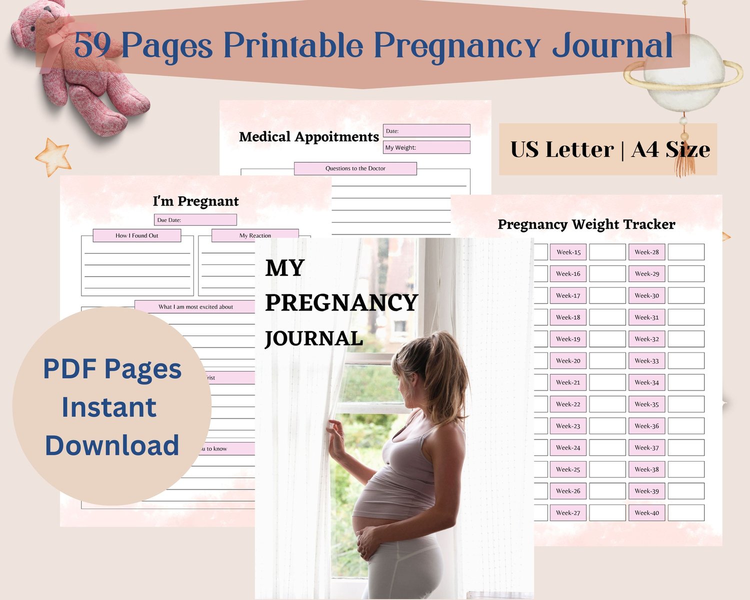 My pregnancy journal instant download planner