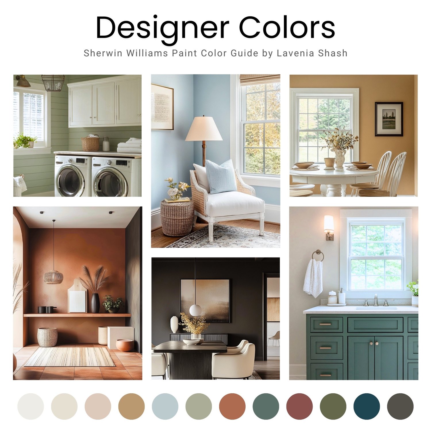 Designer curated eclectic colors for the whole house interior with a Sherwin Williams paint palette.