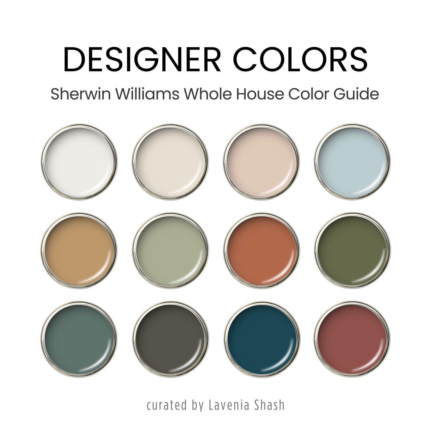 Designer curated eclectic colors for the whole house interior with a Sherwin Williams paint palette.