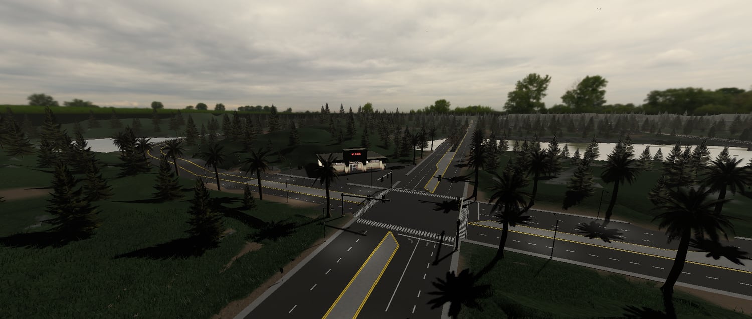 Modern city layout designed for Roblox roleplay