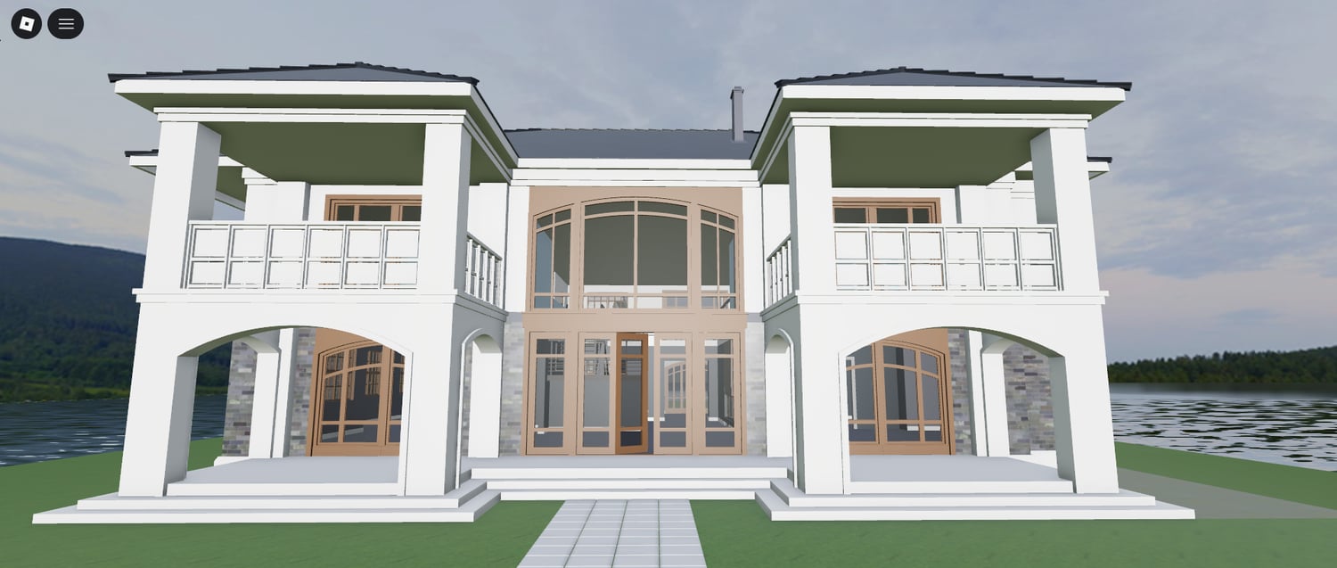 Multiple rooms inside a large Roblox house