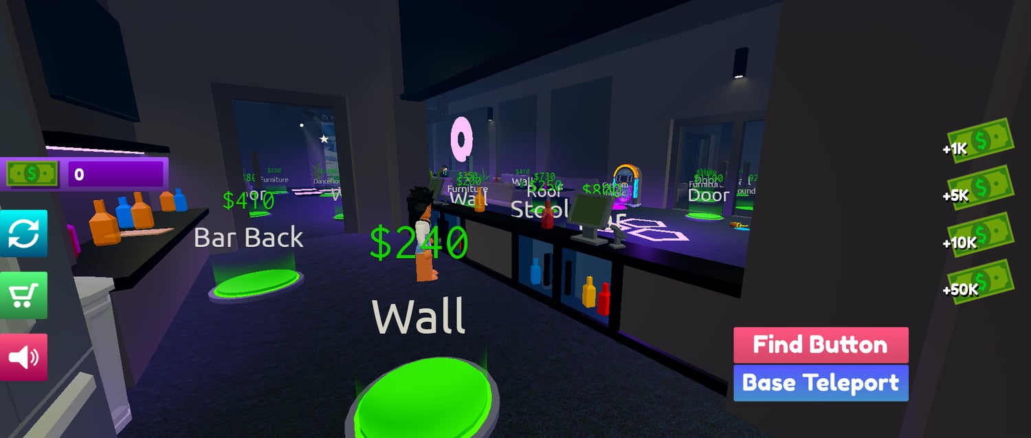 Progression-based tycoon game environment in Roblox