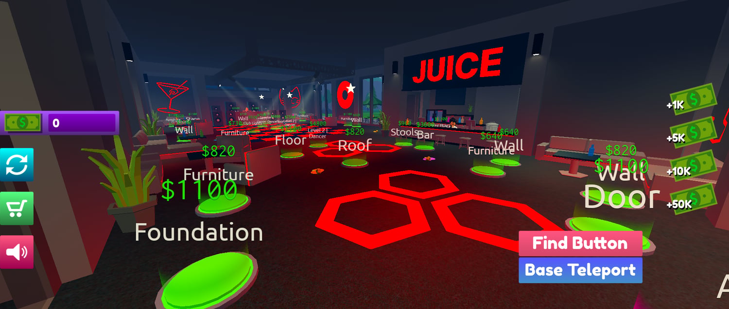 Nightclub building and upgrade systems in Roblox