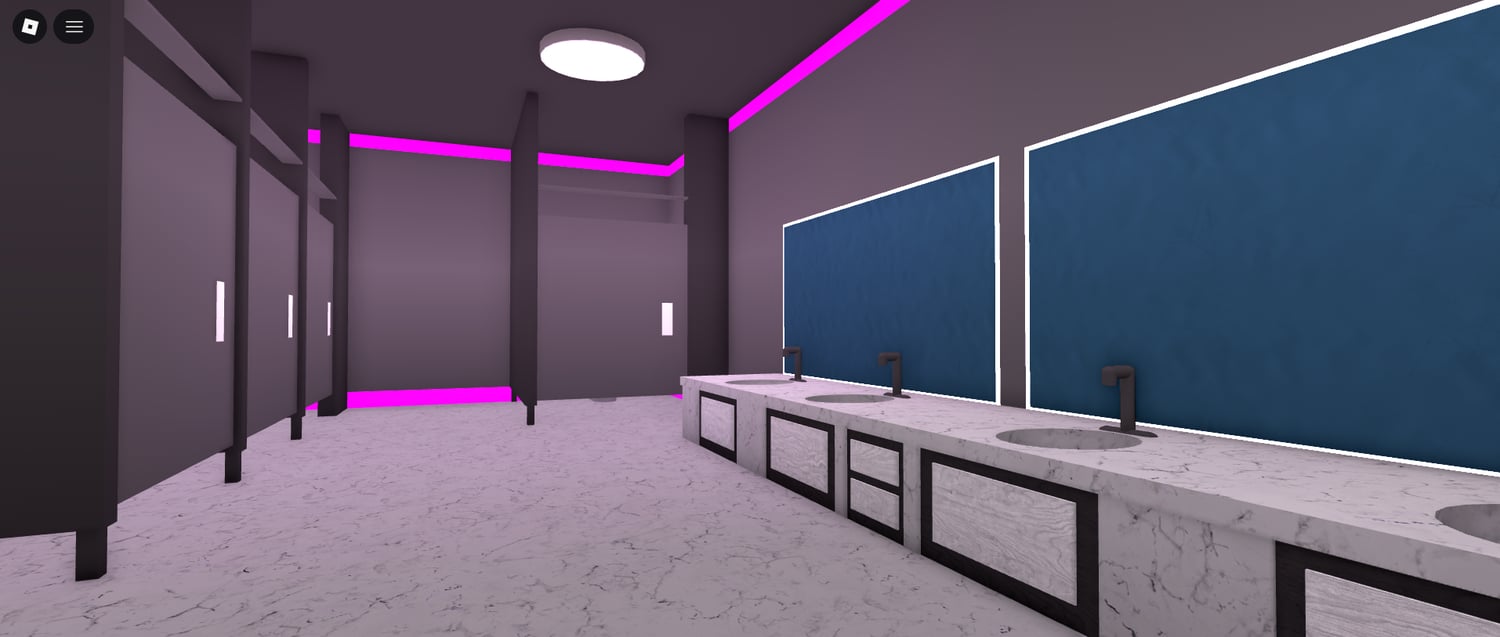 Stylish club environment with neon lighting in Roblox