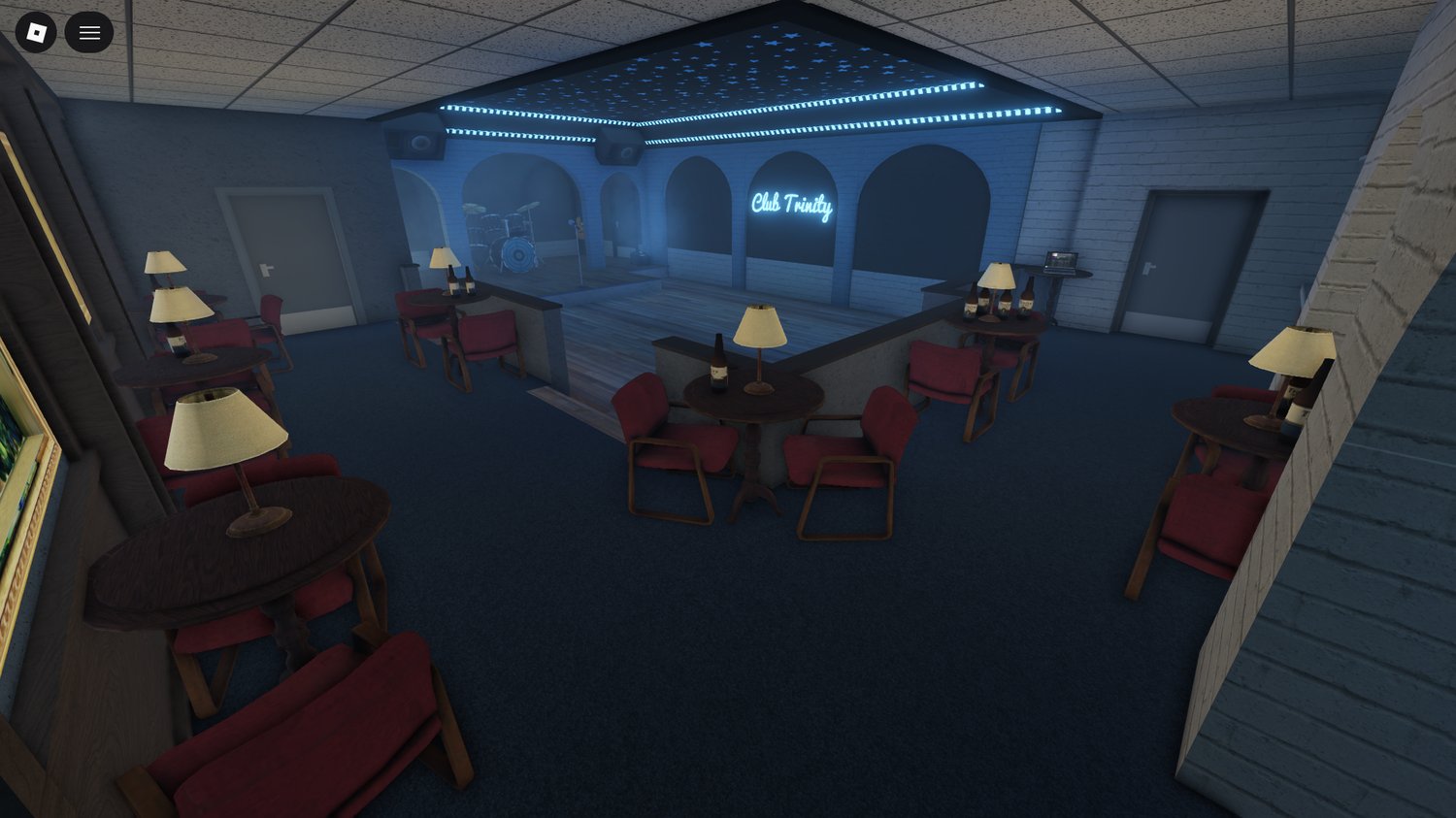 City interior spaces designed for Roblox roleplay