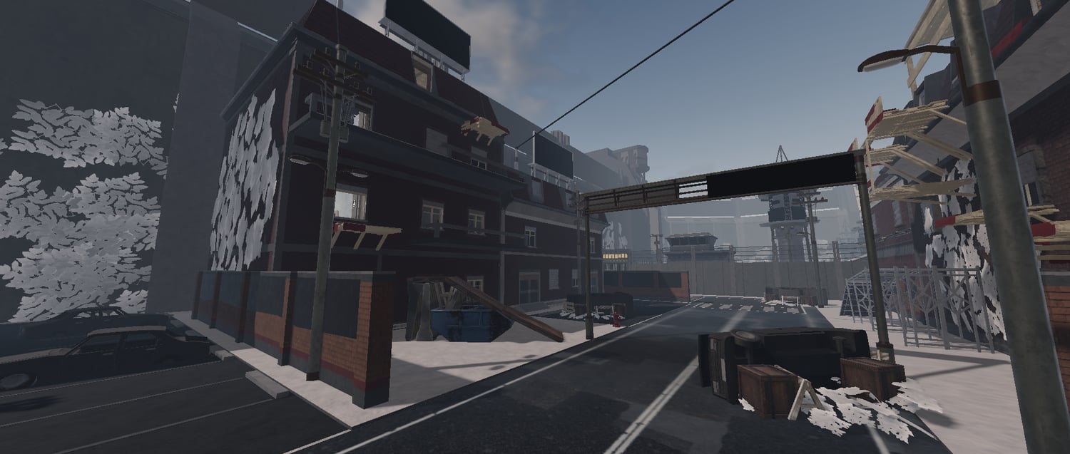 Detailed urban streets in a Roblox blackout city