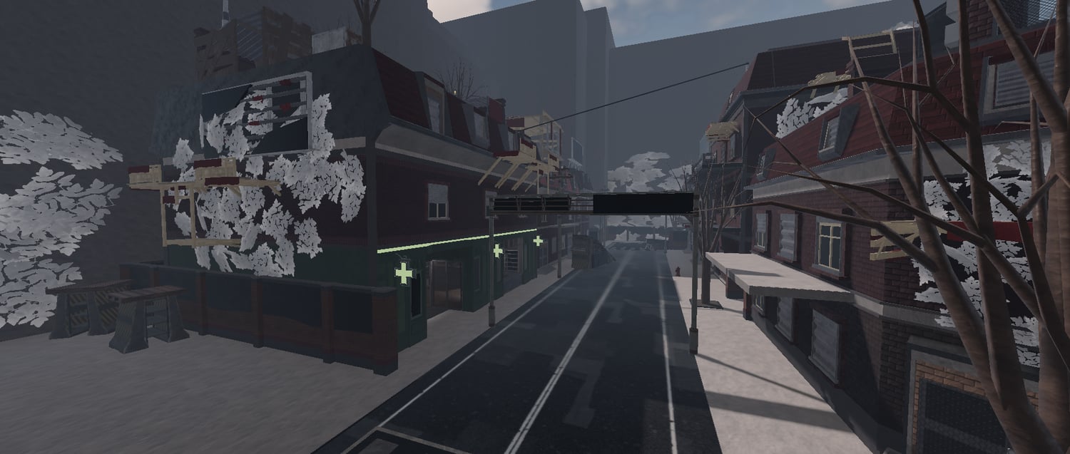 Enterable building interiors in a Roblox city map