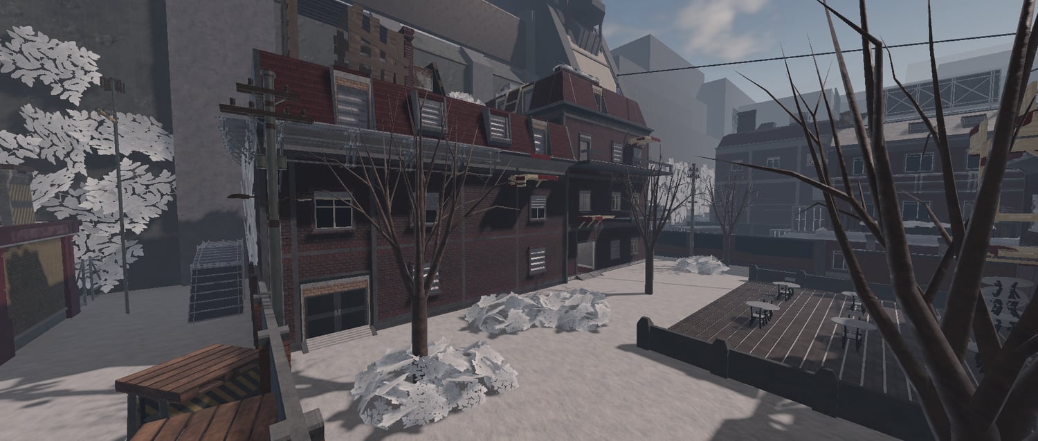 Urban interiors and tunnels combined in a Roblox map