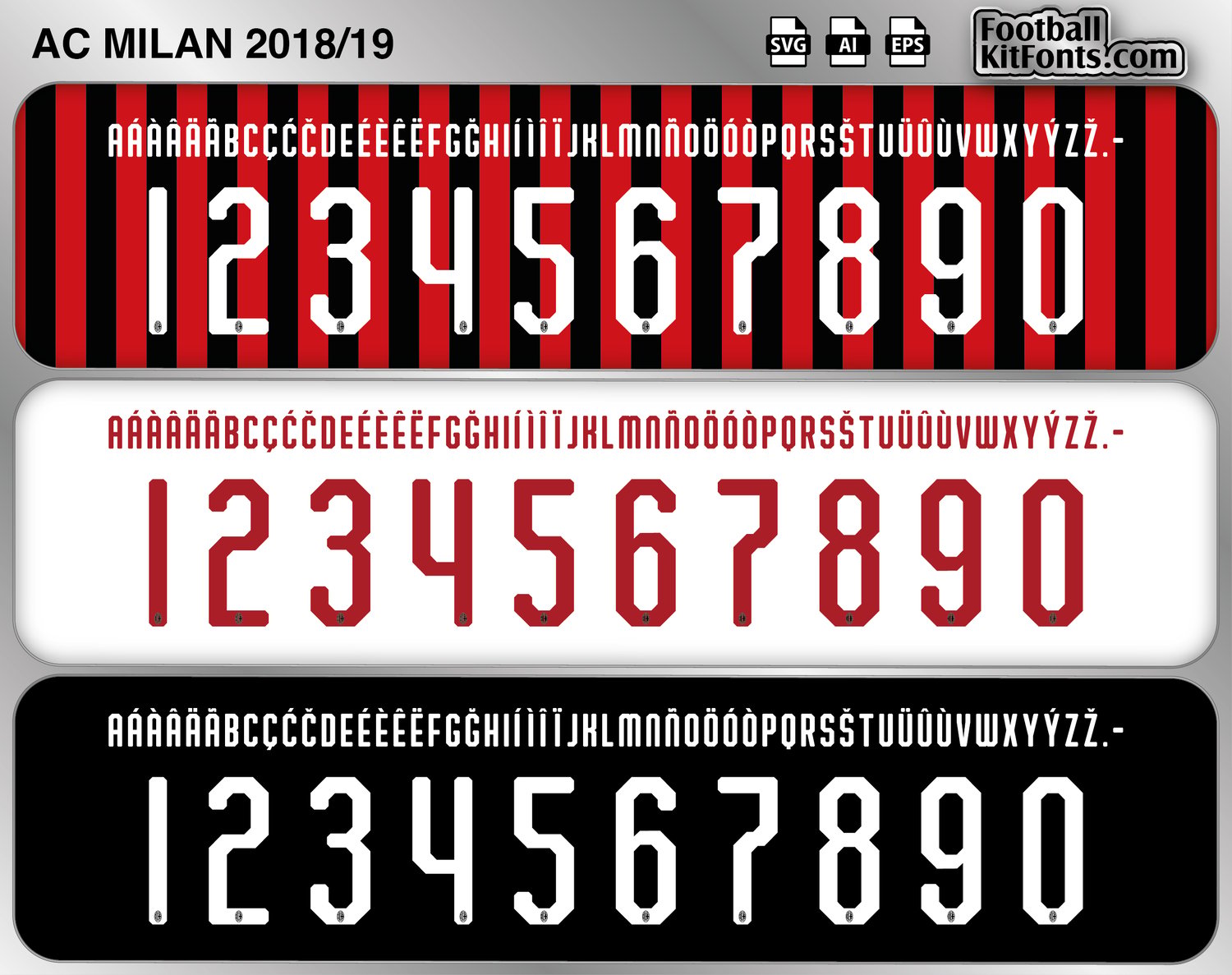 Ac Milan Text Vector AC Milan 2018-19 Vector Font