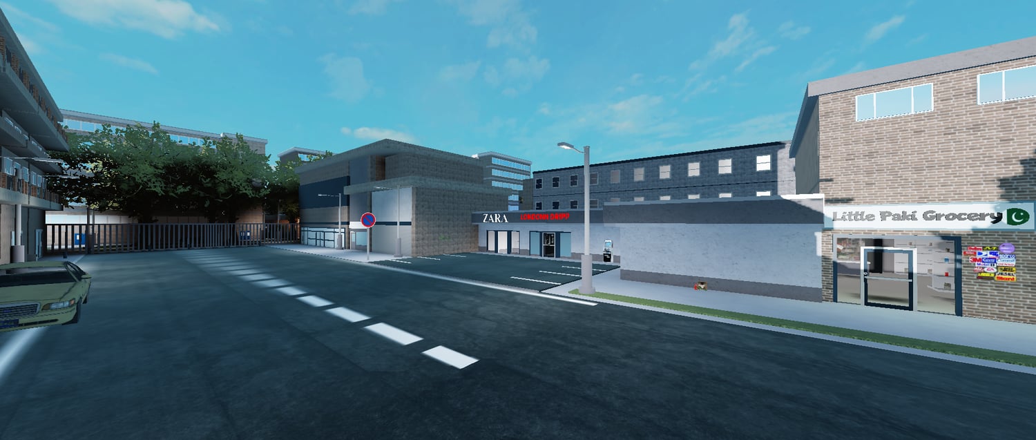 Roleplay-ready European urban map in Roblox