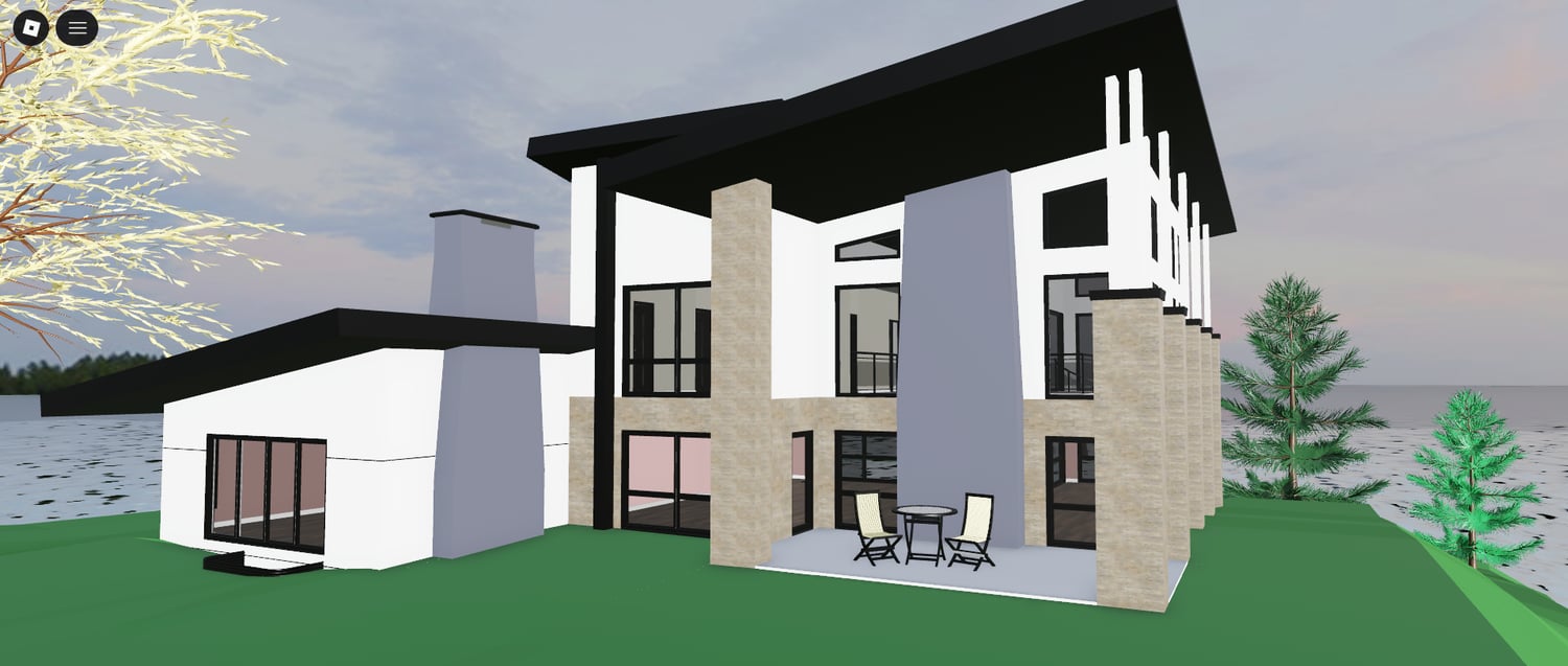 Spacious rooms inside Roblox modern house