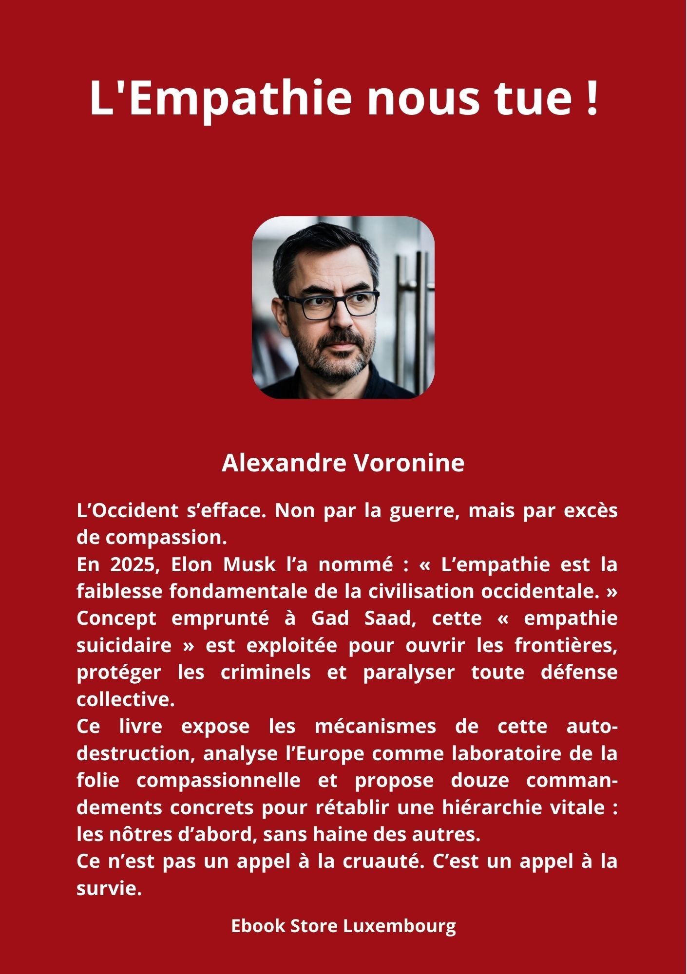 4ème de couverture sur l'empathie nous tue - citation d'Elon Musk - Ebook Store Luxembourg