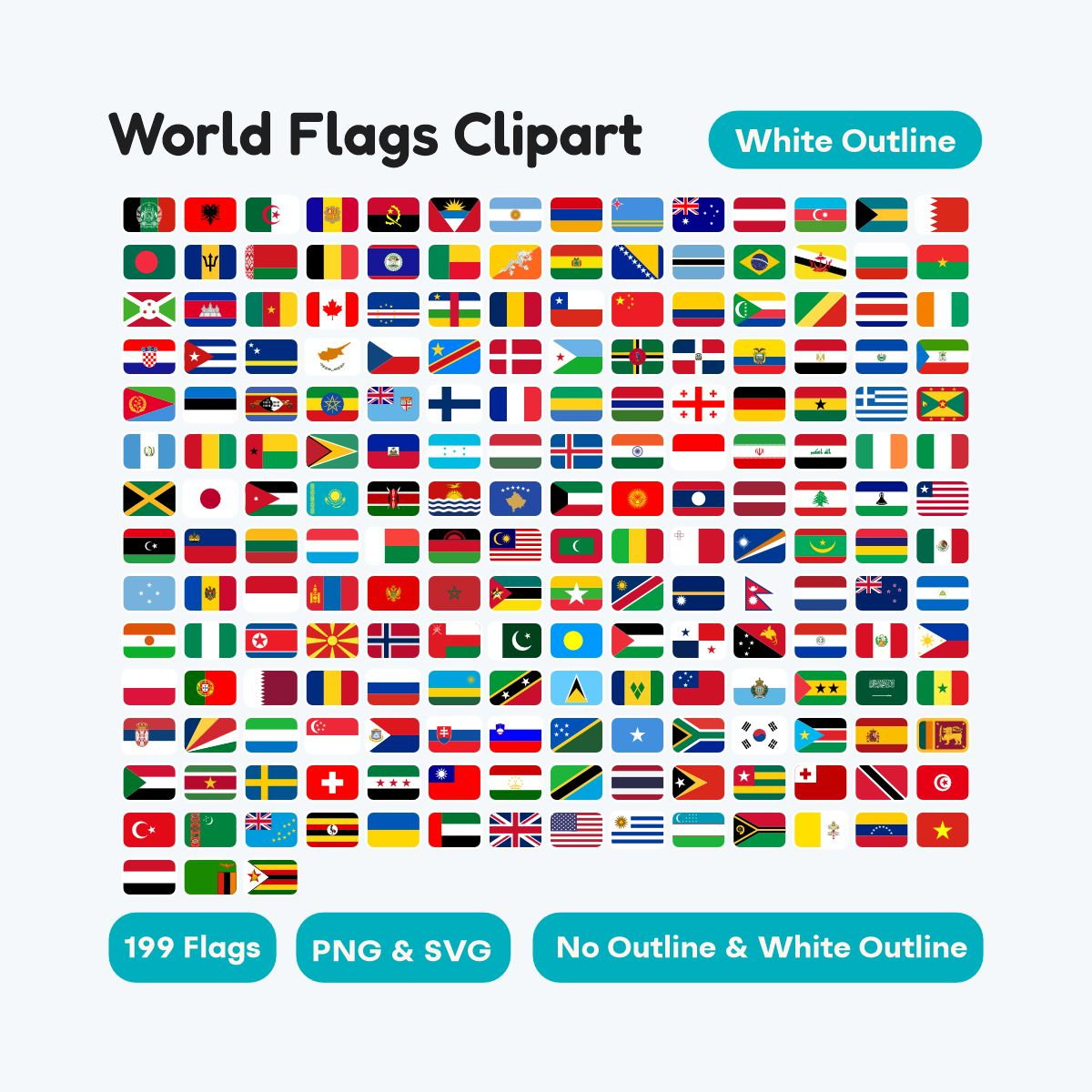 World flags sticker printable rounded design