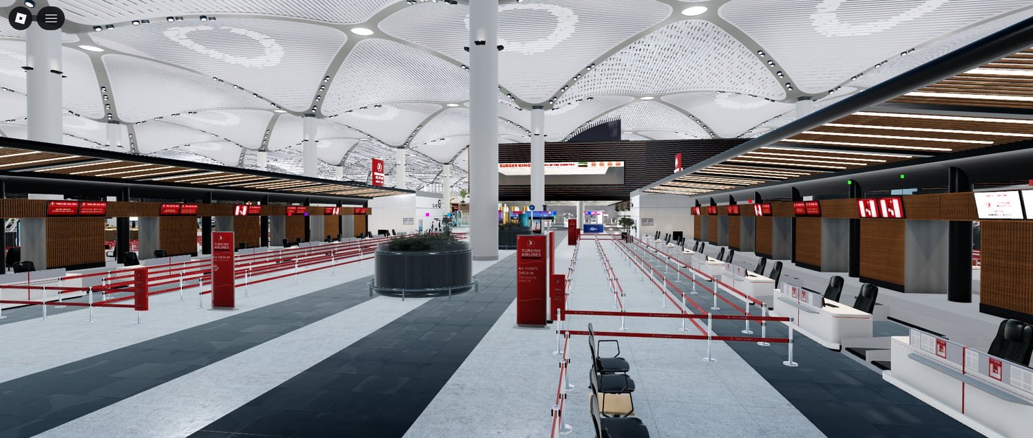 Modern terminal layout for Roblox travel roleplay