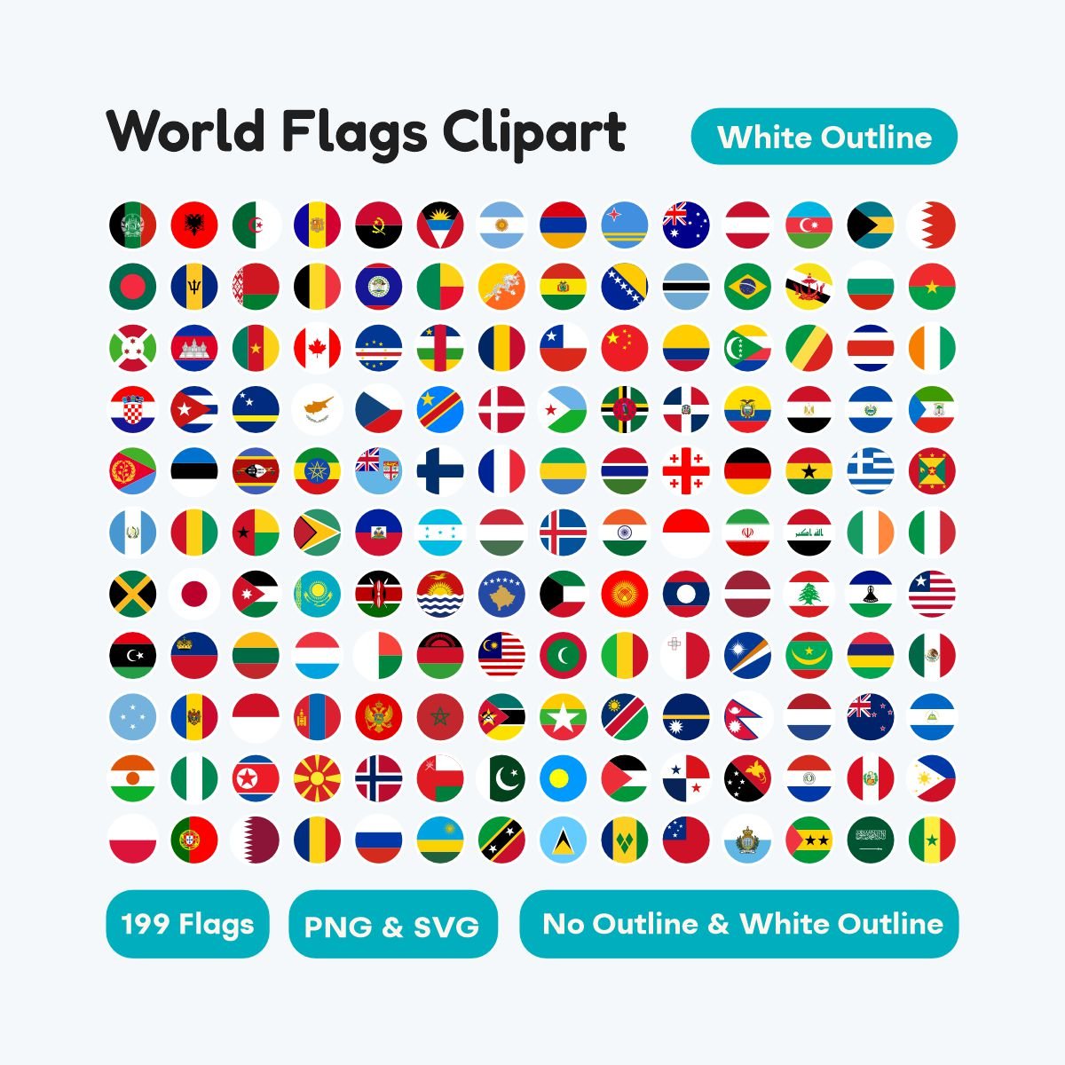 Circle world flags clipart PNG SVG