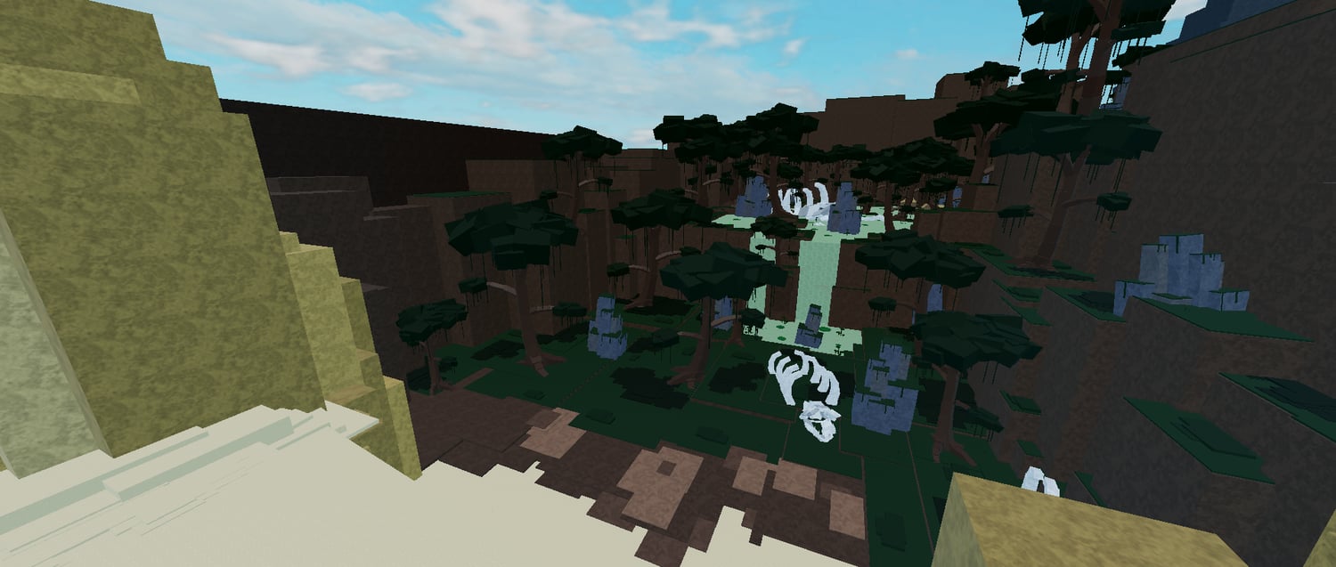 Desert area in a Roblox multi-biome roleplay map