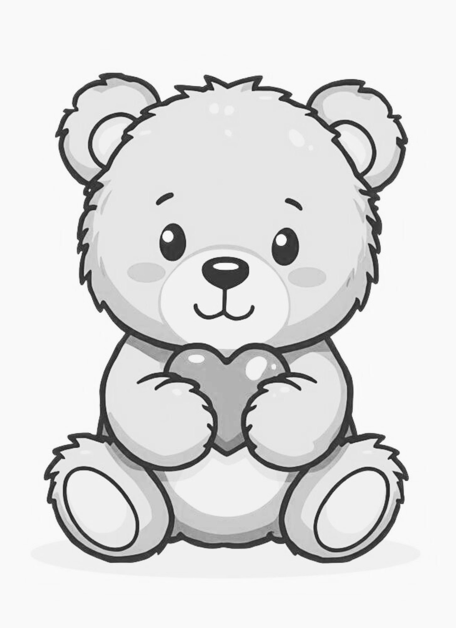 Printable Valentine's Day teddy bear coloring page for kids, classrooms, homeschool, and calm -down activities