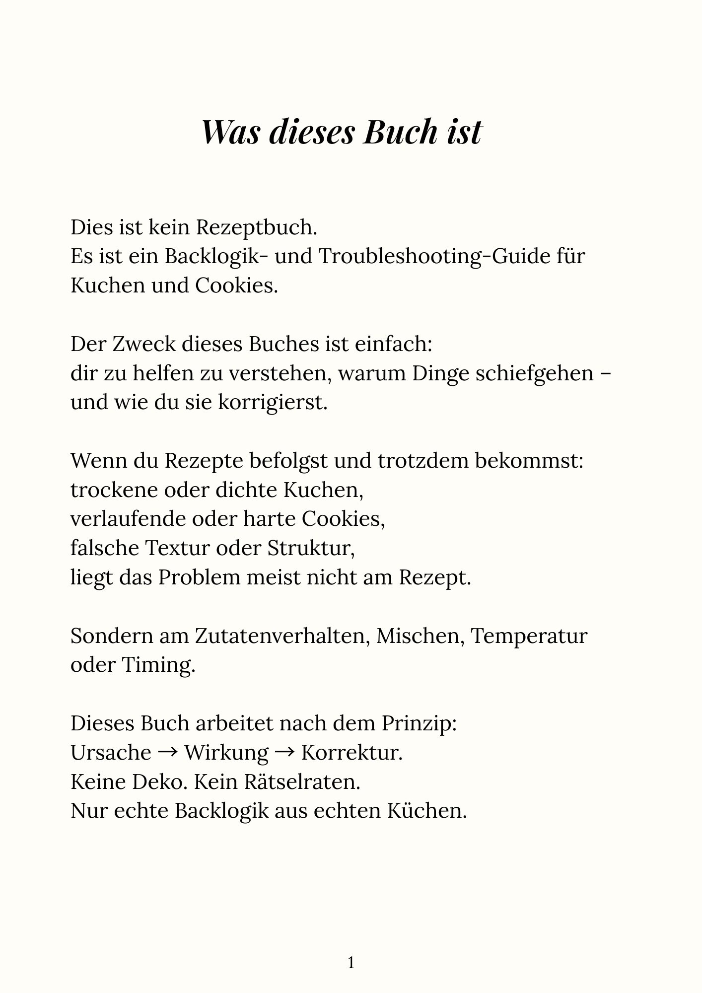 Seite „What This Book Is“: kein Rezeptbuch, sondern Backlogik- und Fehlerbehebungs-Guide