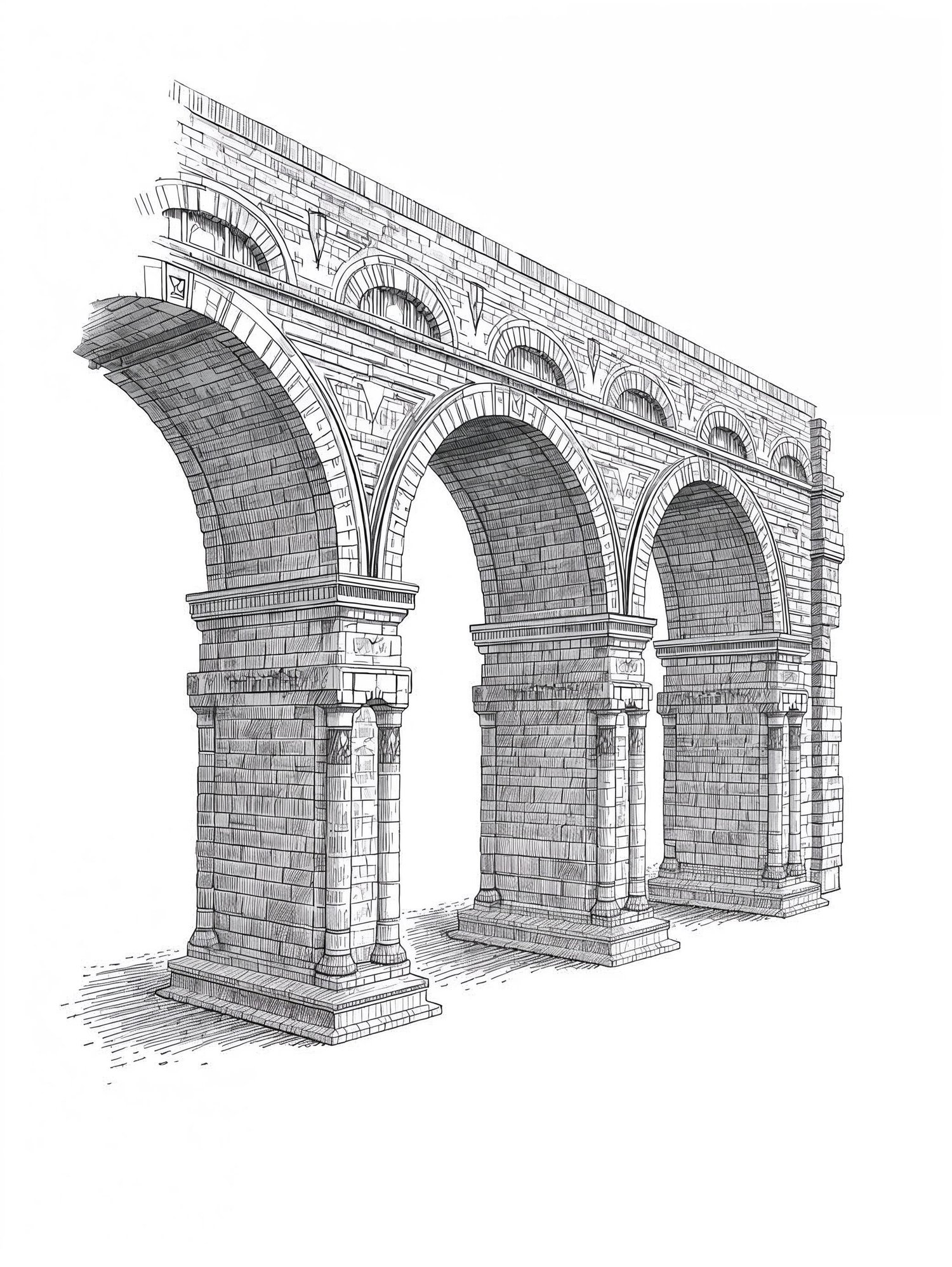 Detailed line art of a classical marble statue with geometric elements, printable coloring page for adults.