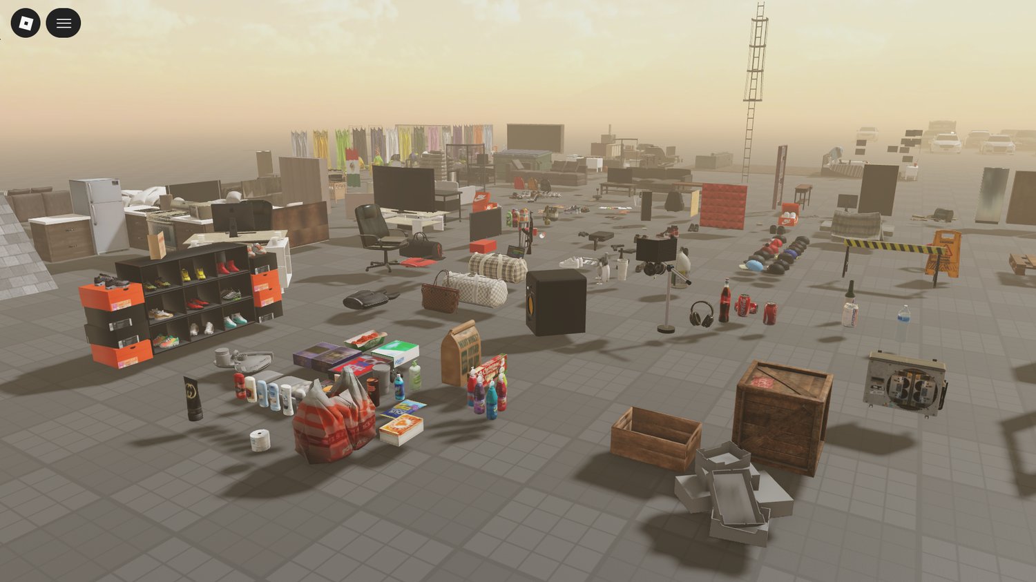 Weapons and tools included in a Roblox asset pack