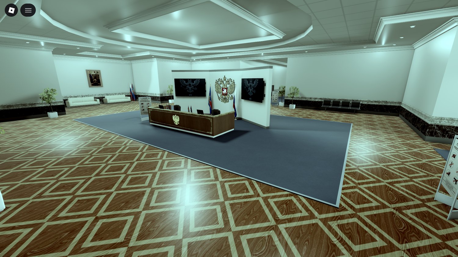Some enterable interiors inside a Roblox Moscow map