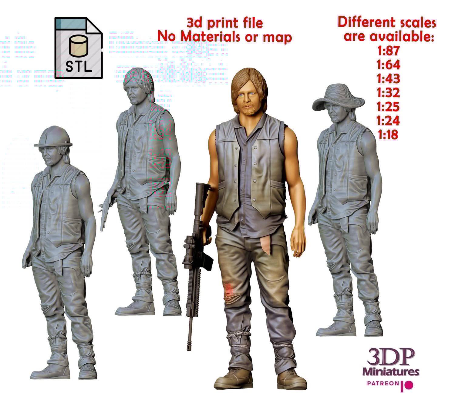 3DP Miniatures, N2 Daryl Dixon Walking Dead