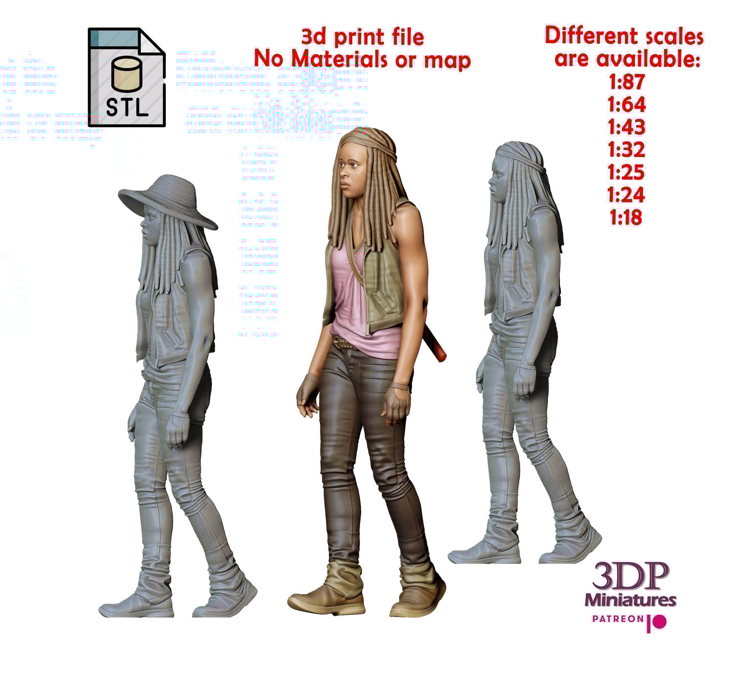 3DP Miniatures, N3 Michonne Walking Dead