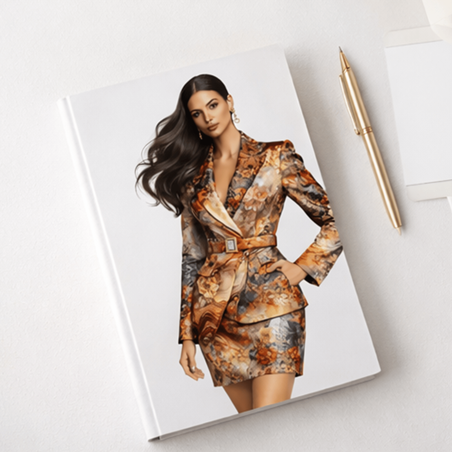 •	Luxury fashion editorial •	Haute couture outfit •	Floral blazer skirt set •	High fashion womenswear •	Designer power suit •	Couture floral suit