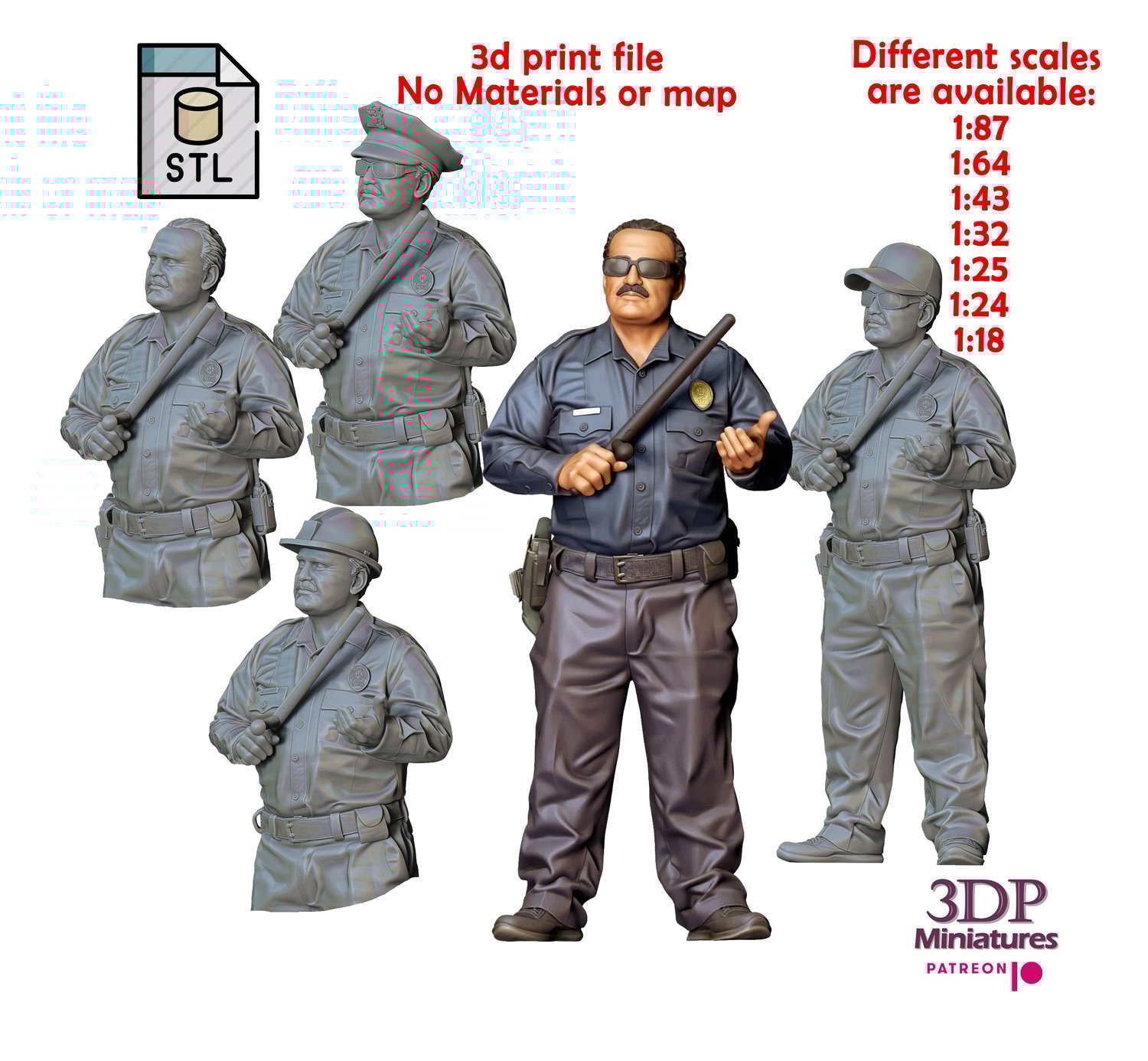 3DP Miniatures, N1 Police Officer with a baton