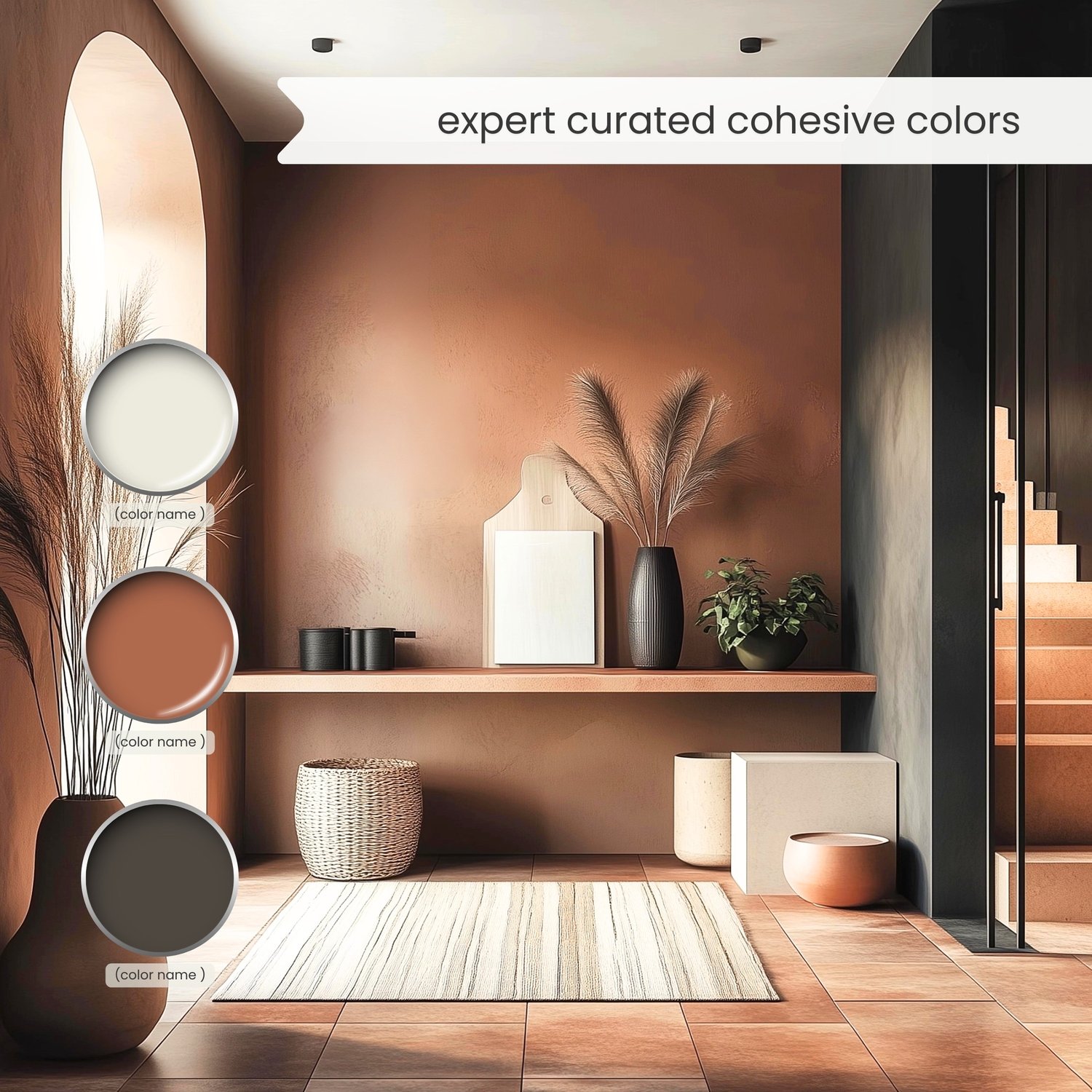 Boho color palette for home interior with Sherwin Williams paint scheme by Lavenia Shash.