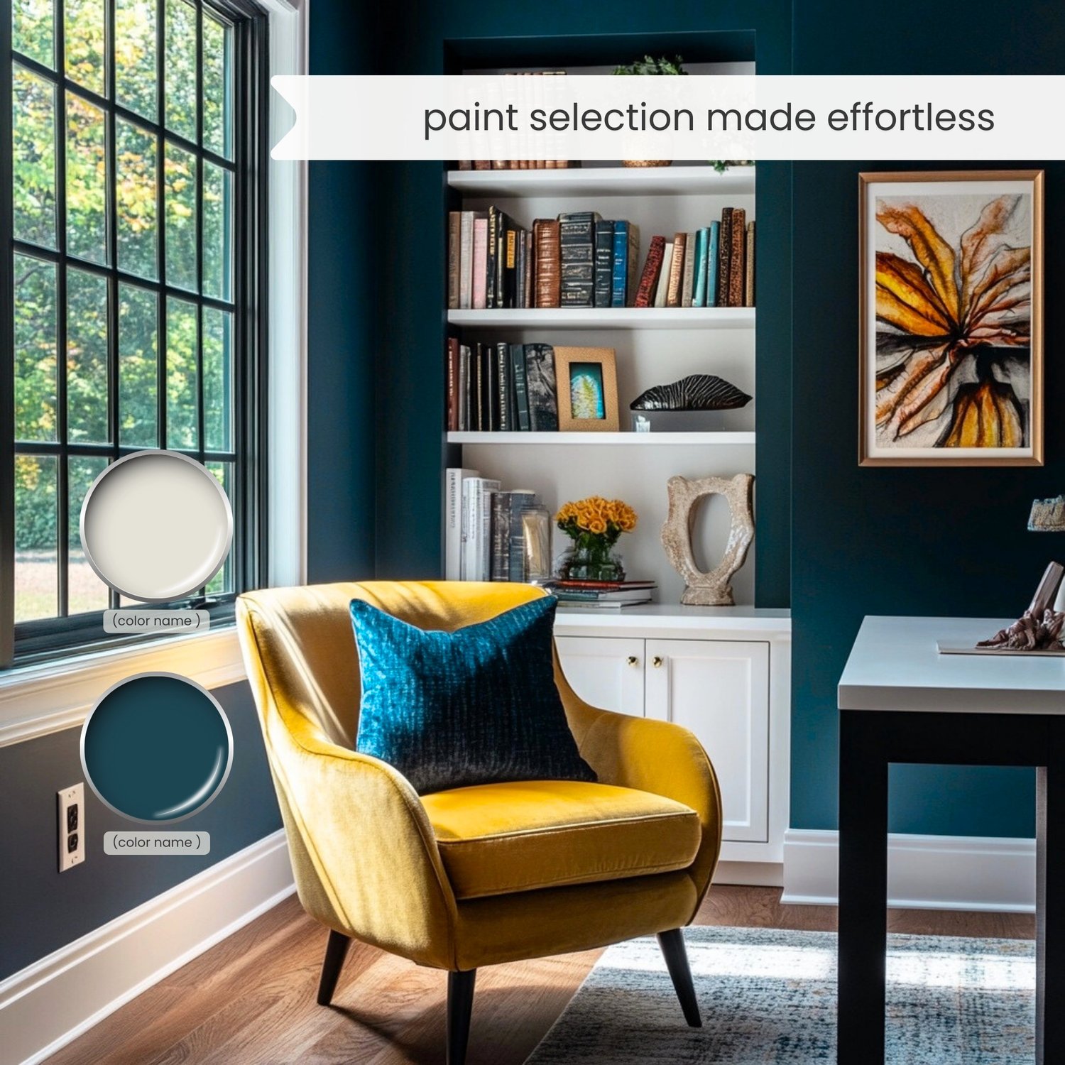 Sherwin Williams Mid Century Eclectic Color Palette For Whole House Interior. Paint Scheme With Jewel Tones For Maximalist and Boho Home Deco.