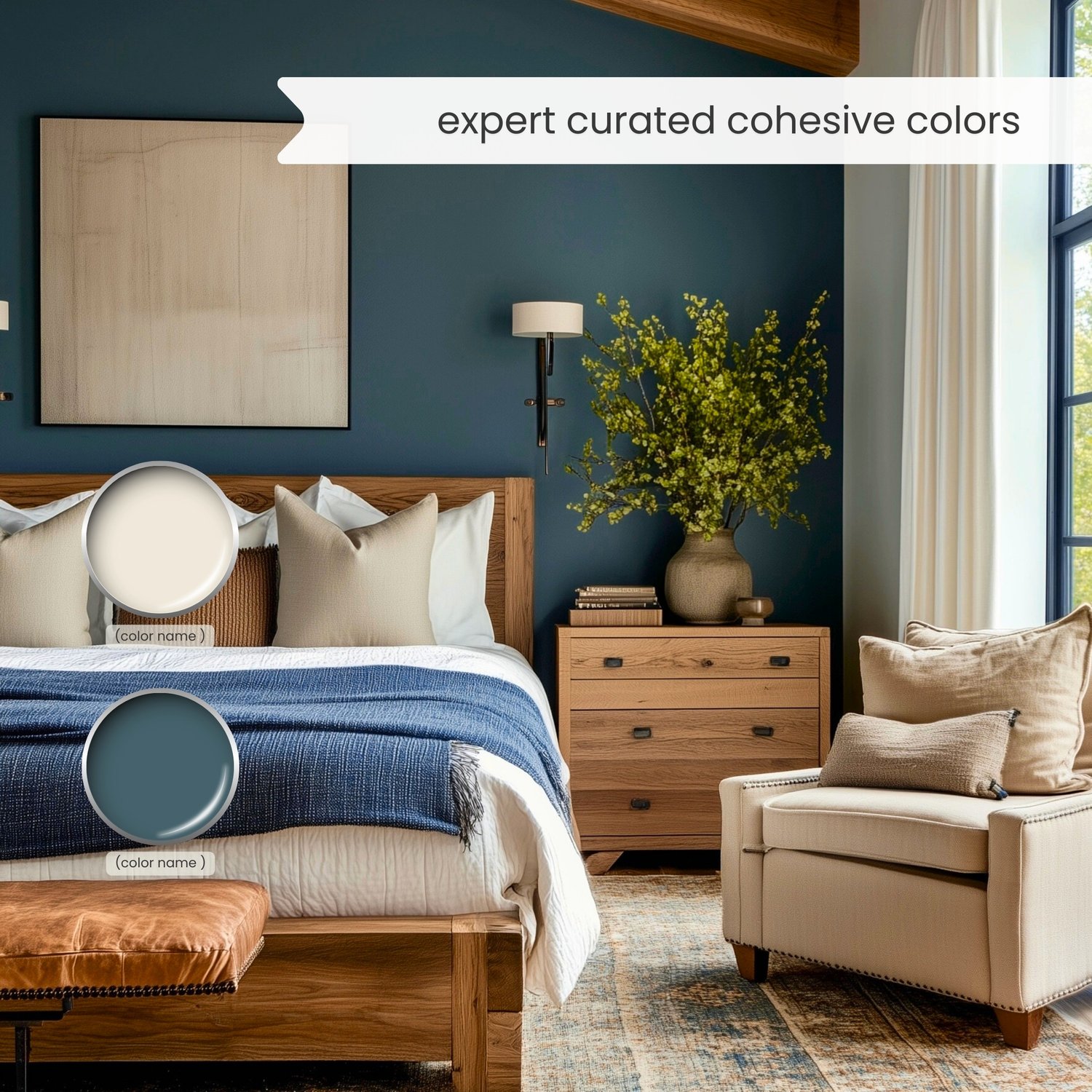 Eclectic color palette for home interior with Sherwin Williams paint scheme by Lavenia Shash.