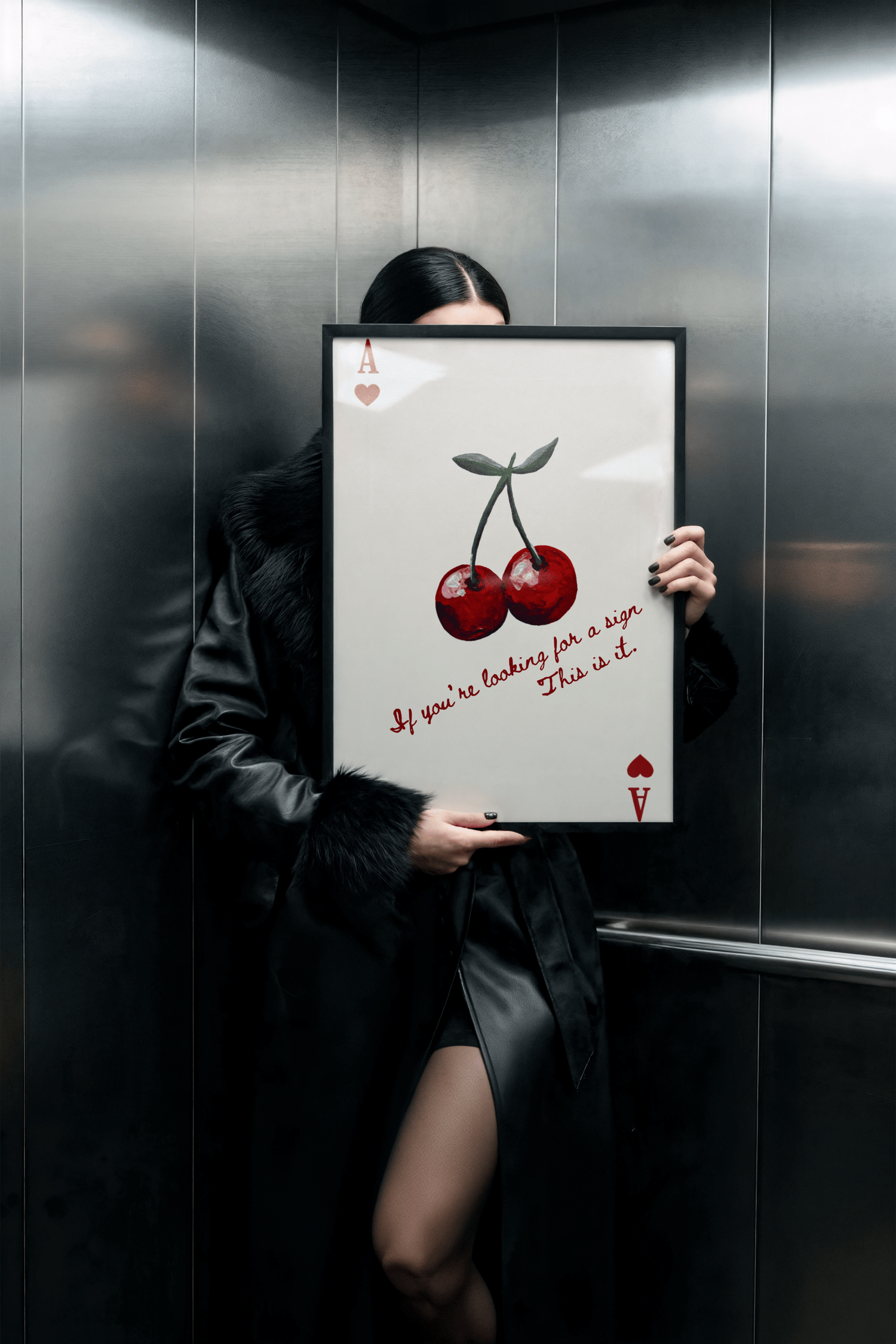 cherry wall art, quote poster printable, typography wall art, ace of hearts art, playing card wall art, modern printable poster, gallery wall art download, aesthetic wall art, red cherry poster, statement wall art, digital wall art print, retro ace card p