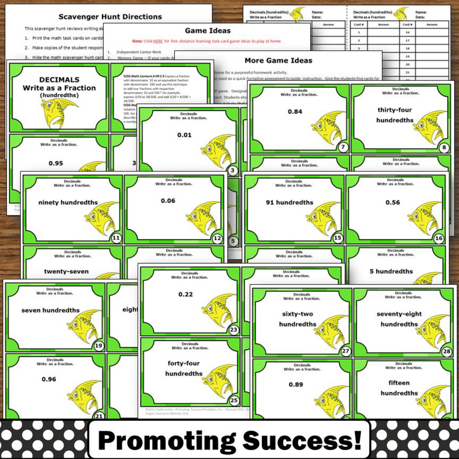 Fractions as Decimals Equivalents 4th Grade Math Review Scavenger Hunt Games Fun Fractions as Decimals Equivalents 4th Grade Math Review Scavenger Hunt Games Fun