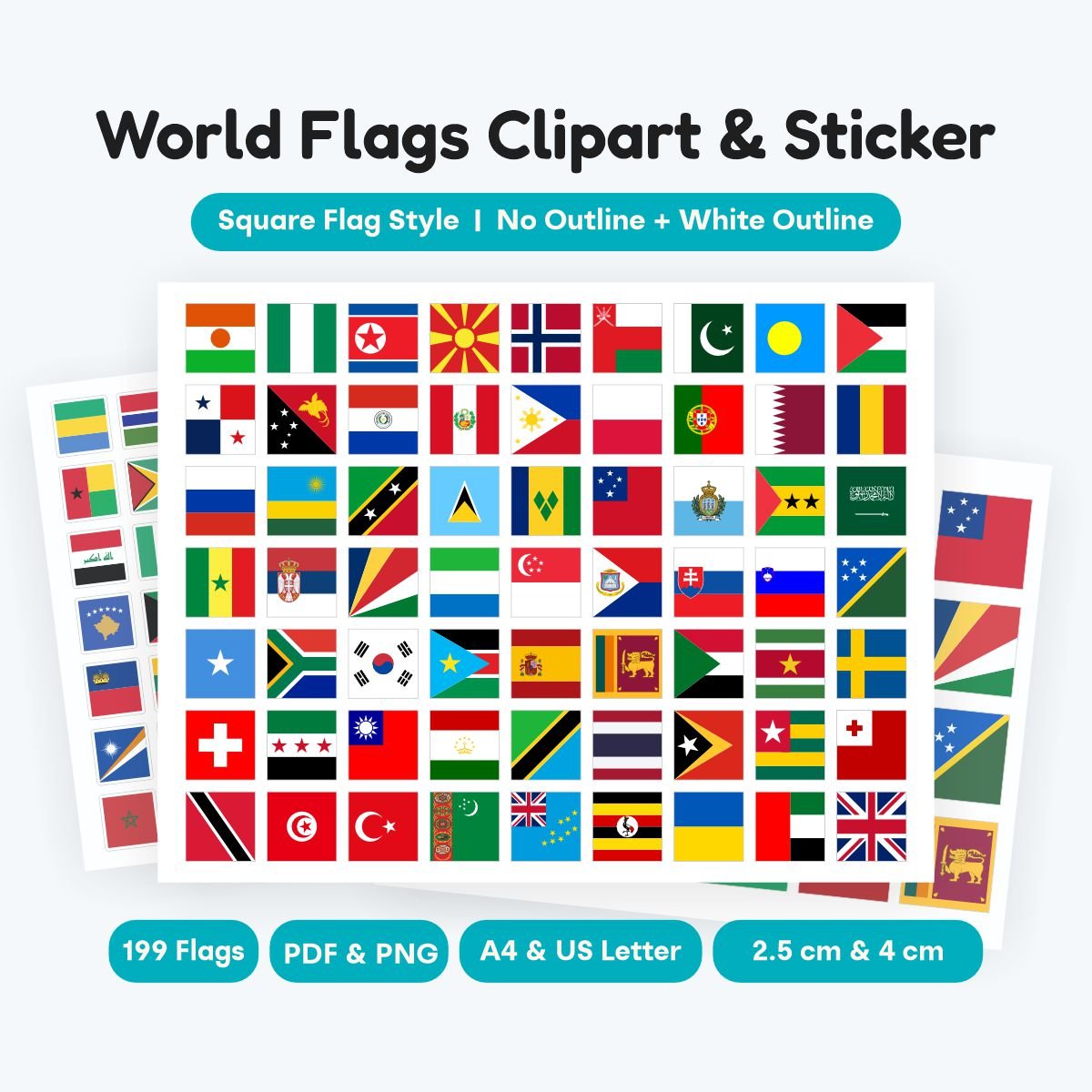 world flags clipart square flag style png