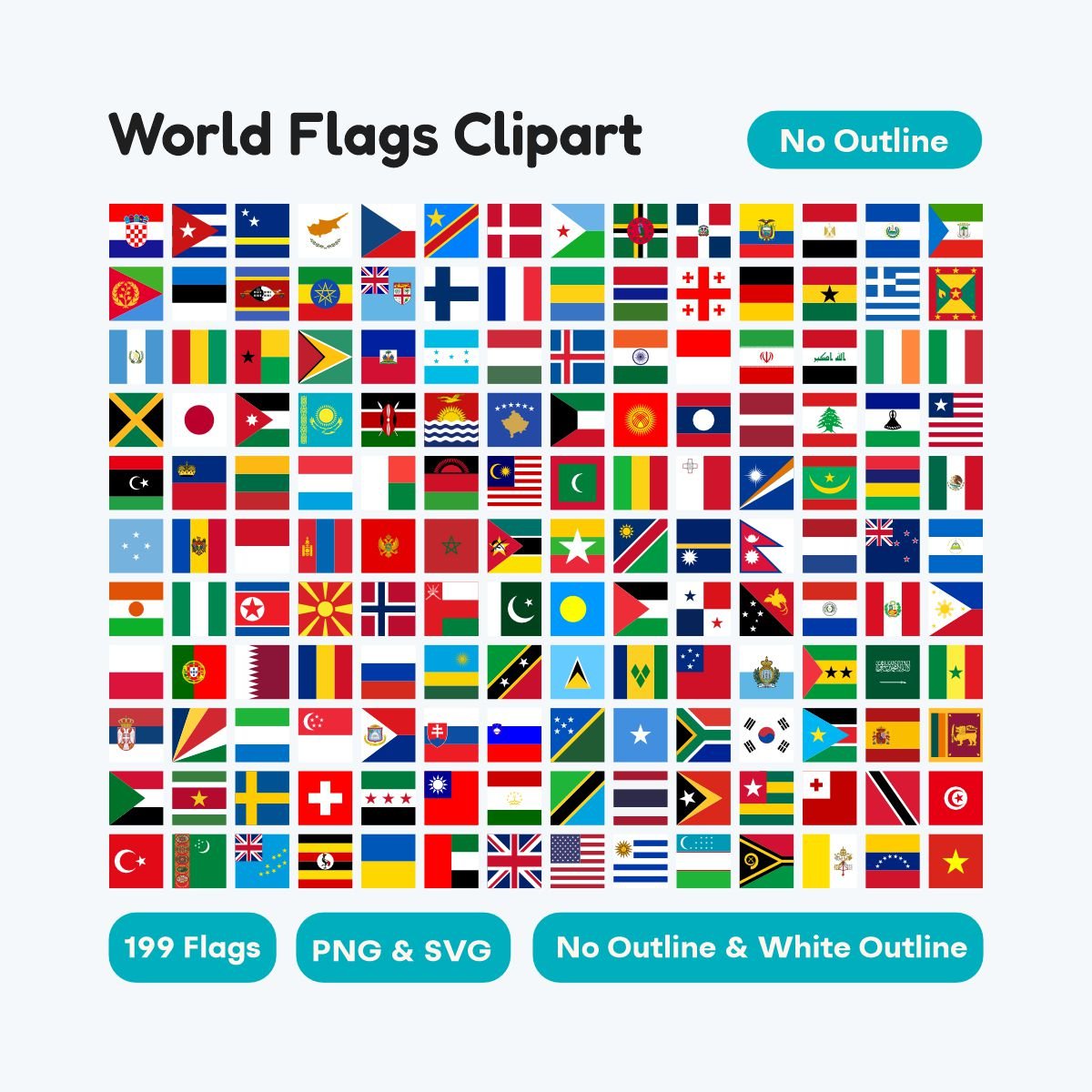 world flags svg clipart square design