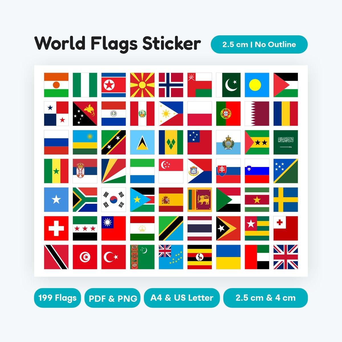 square world flags white outline clipart